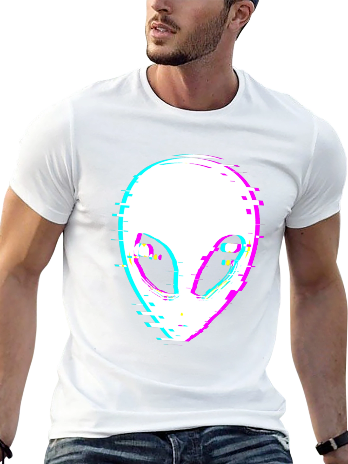 Glitch Alien Graphic Tee - Black T-Shirt