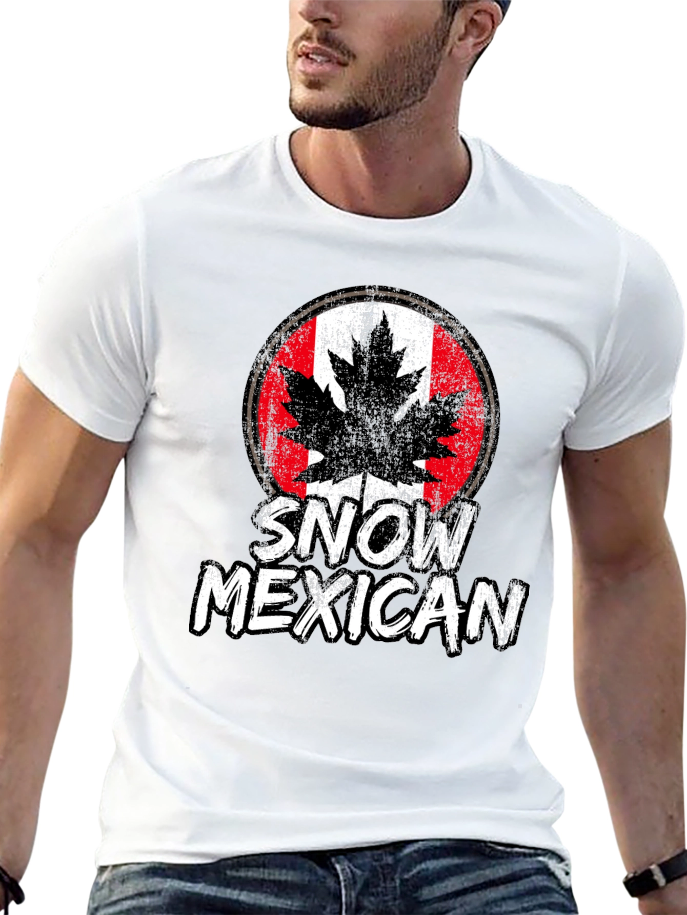 Snow Mexican Canada Flag Graphic T-Shirt