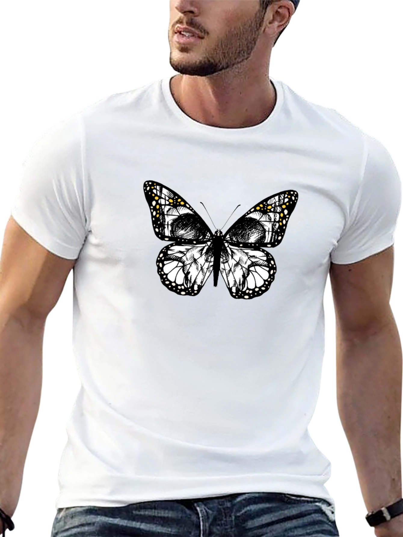 Butterfly Skull Graphic Tee - Black Cotton
