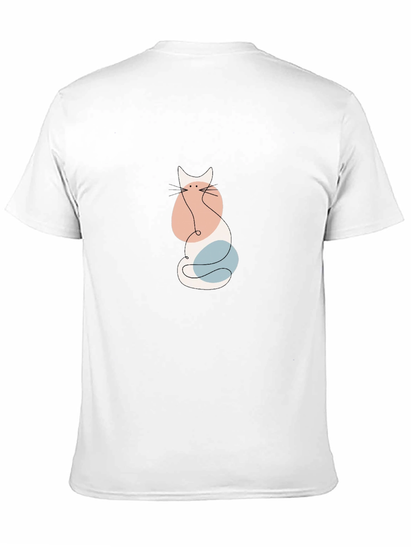 Abstract Cat Line Art Black T-Shirt