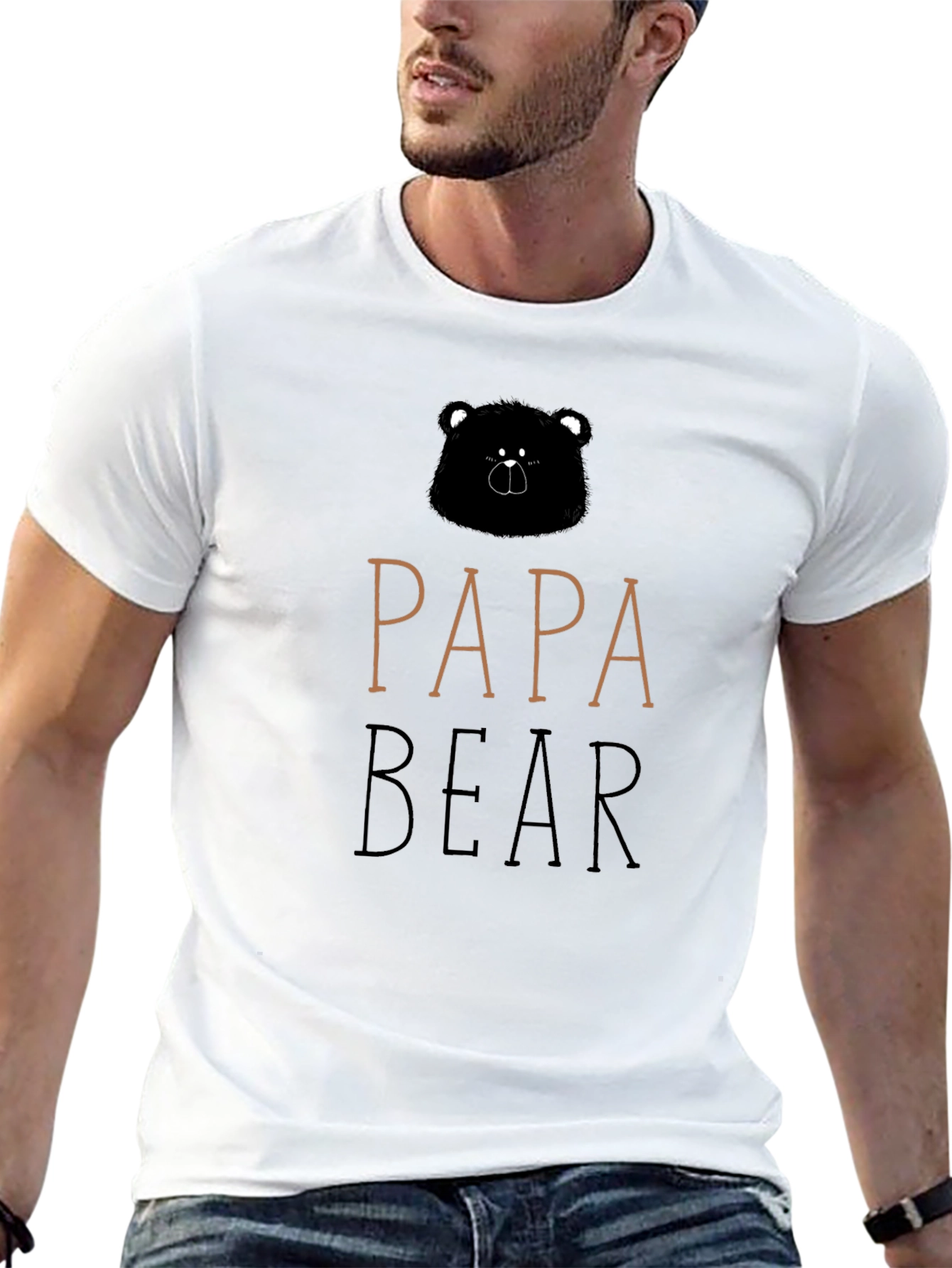 Papa Bear Graphic T-Shirt - Black Casual Tee