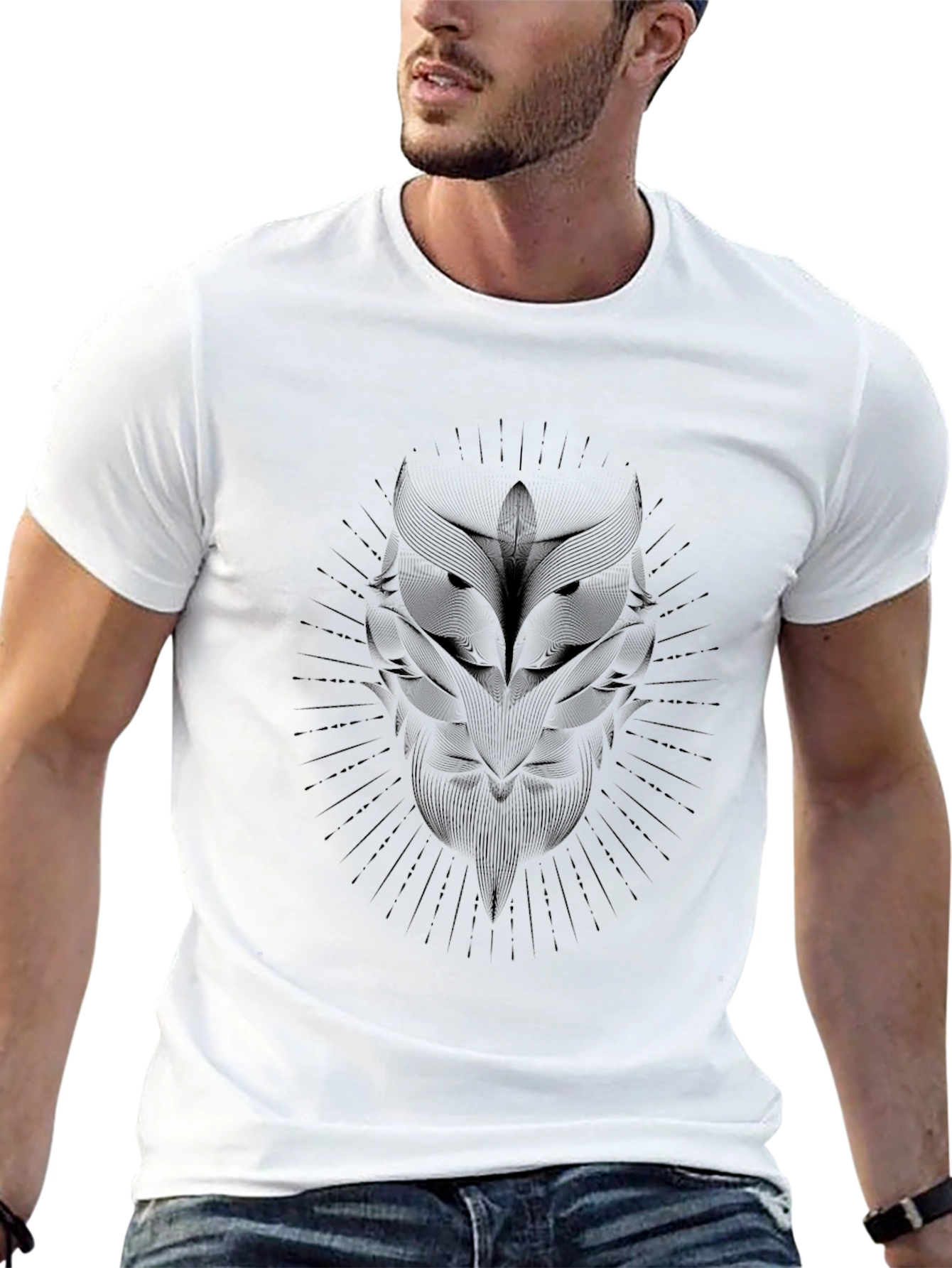 Abstract Owl Graphic Black T-Shirt - Stylish Menswear
