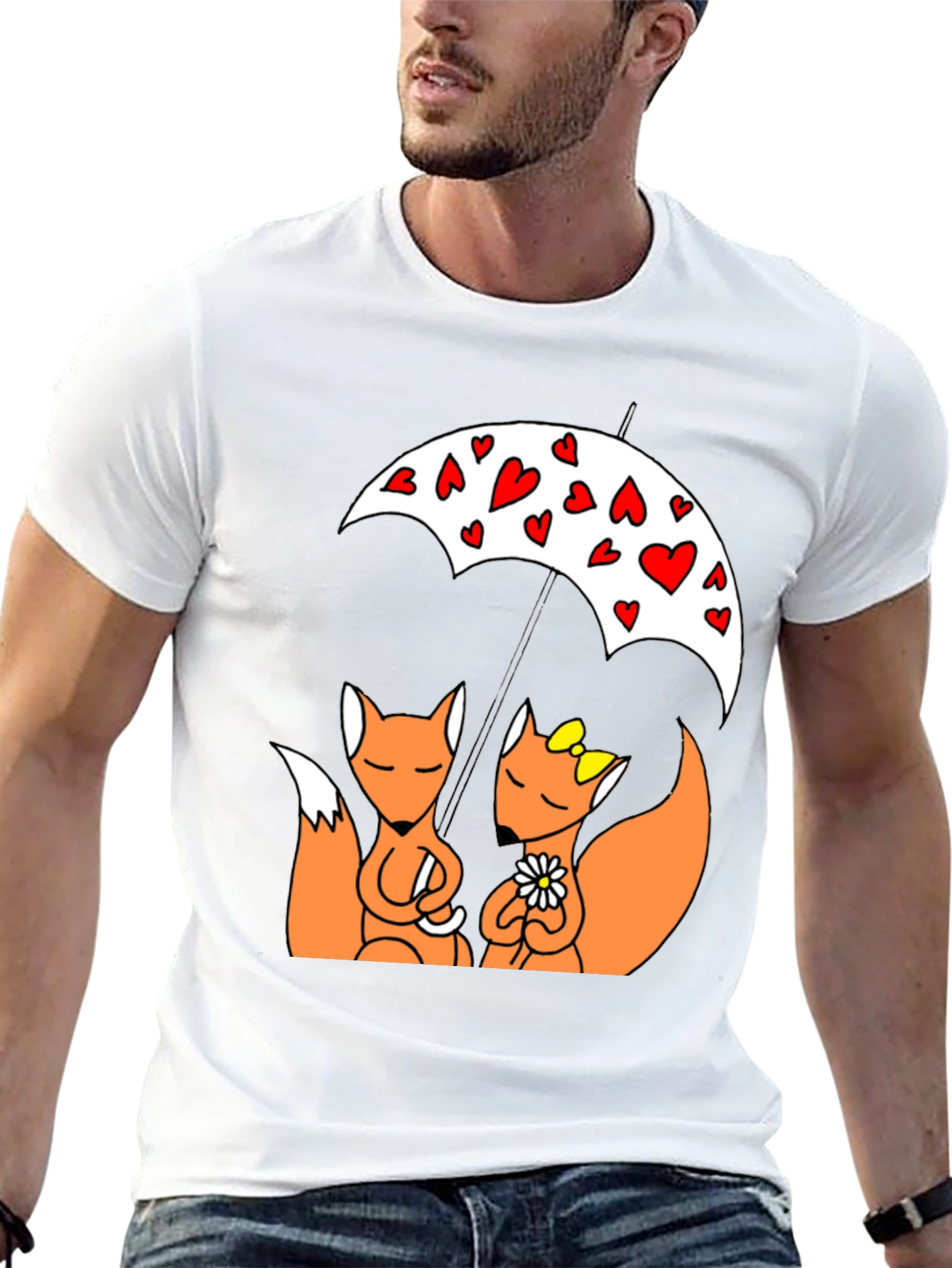 Foxes in Love T-Shirt - Cute Cartoon Design