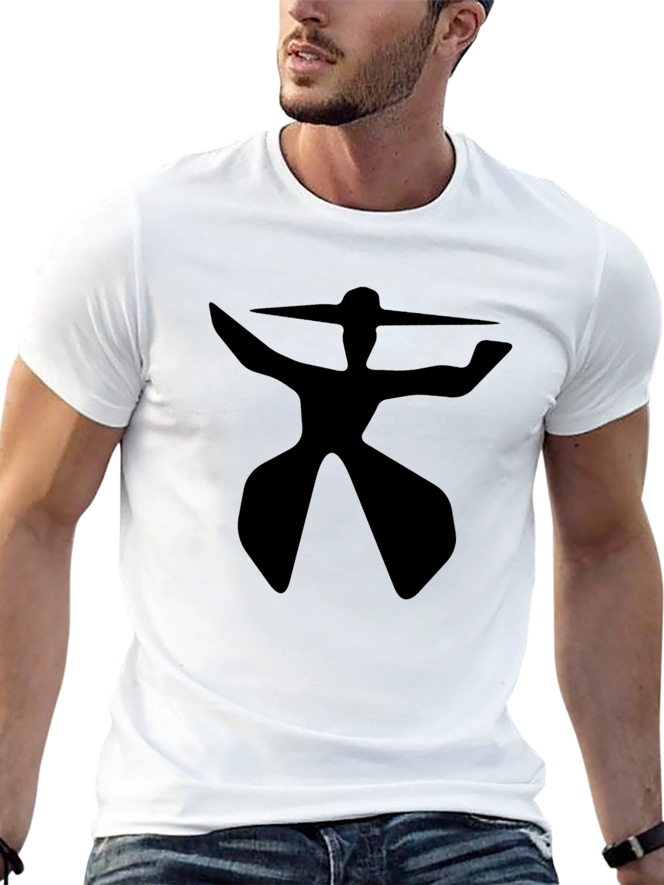 Abstract Figure Graphic Tee - Black