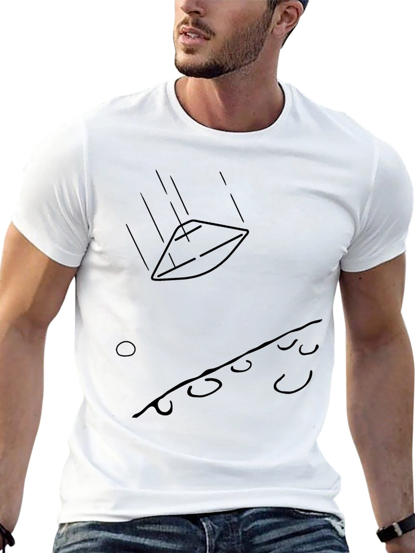 Abstract Falling Object Graphic Tee - Black