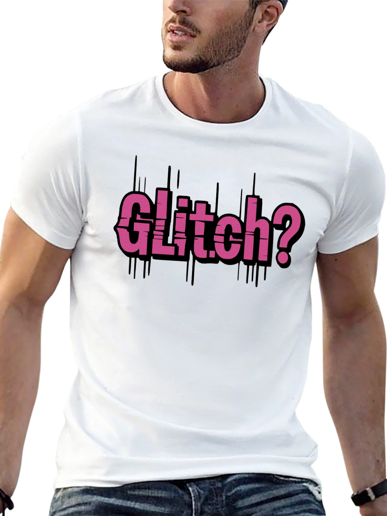 Glitch? Graphic Tee - Trendy Black T-Shirt