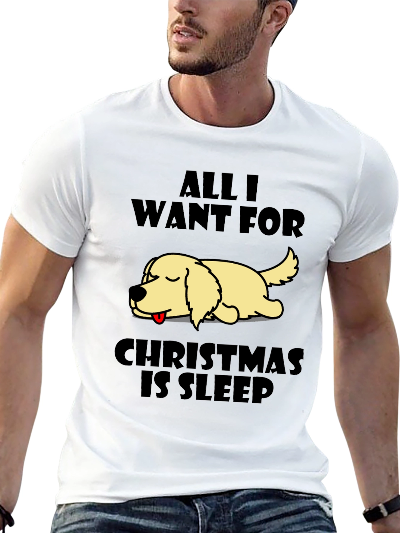 All I Want For Christmas Is Sleep Dog T-Shirt – Funny Holiday Tee Gift