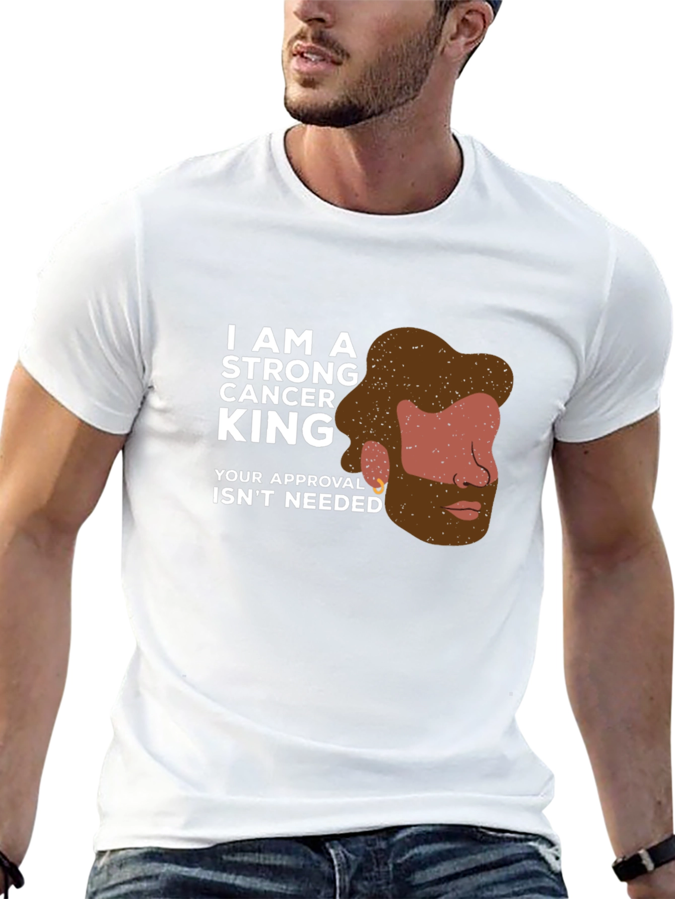 Strong Cancer King Black Graphic T-Shirt