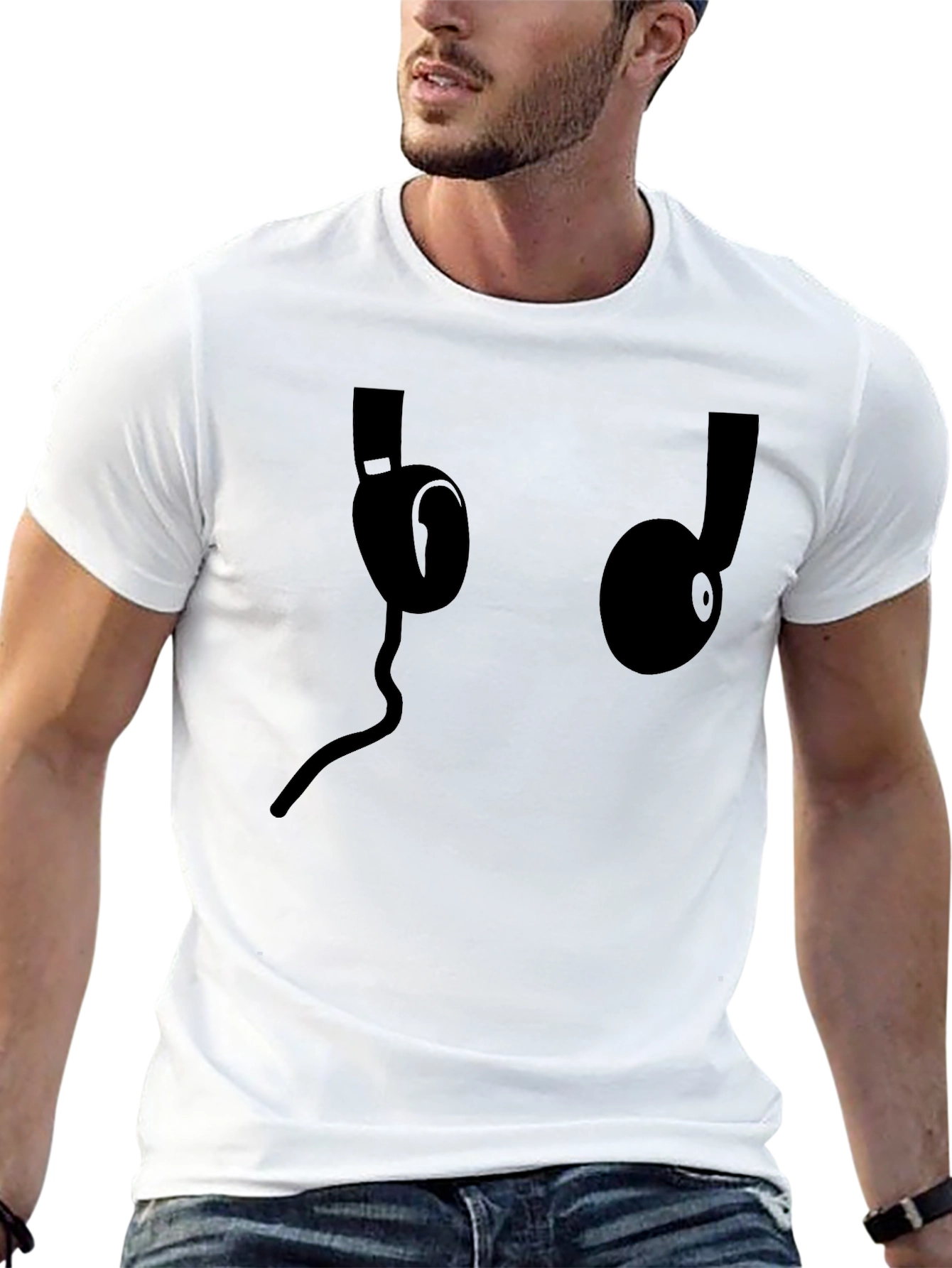 Headphone Graphic Black T-Shirt - Music Lover Tee