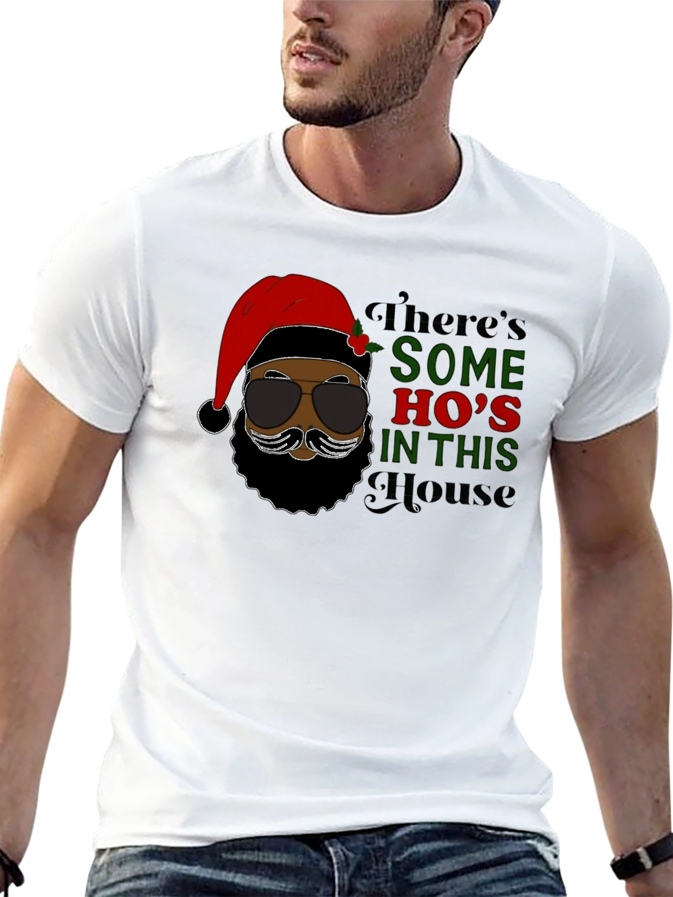 Funny Santa T-Shirt: Theres Some Hos in This House