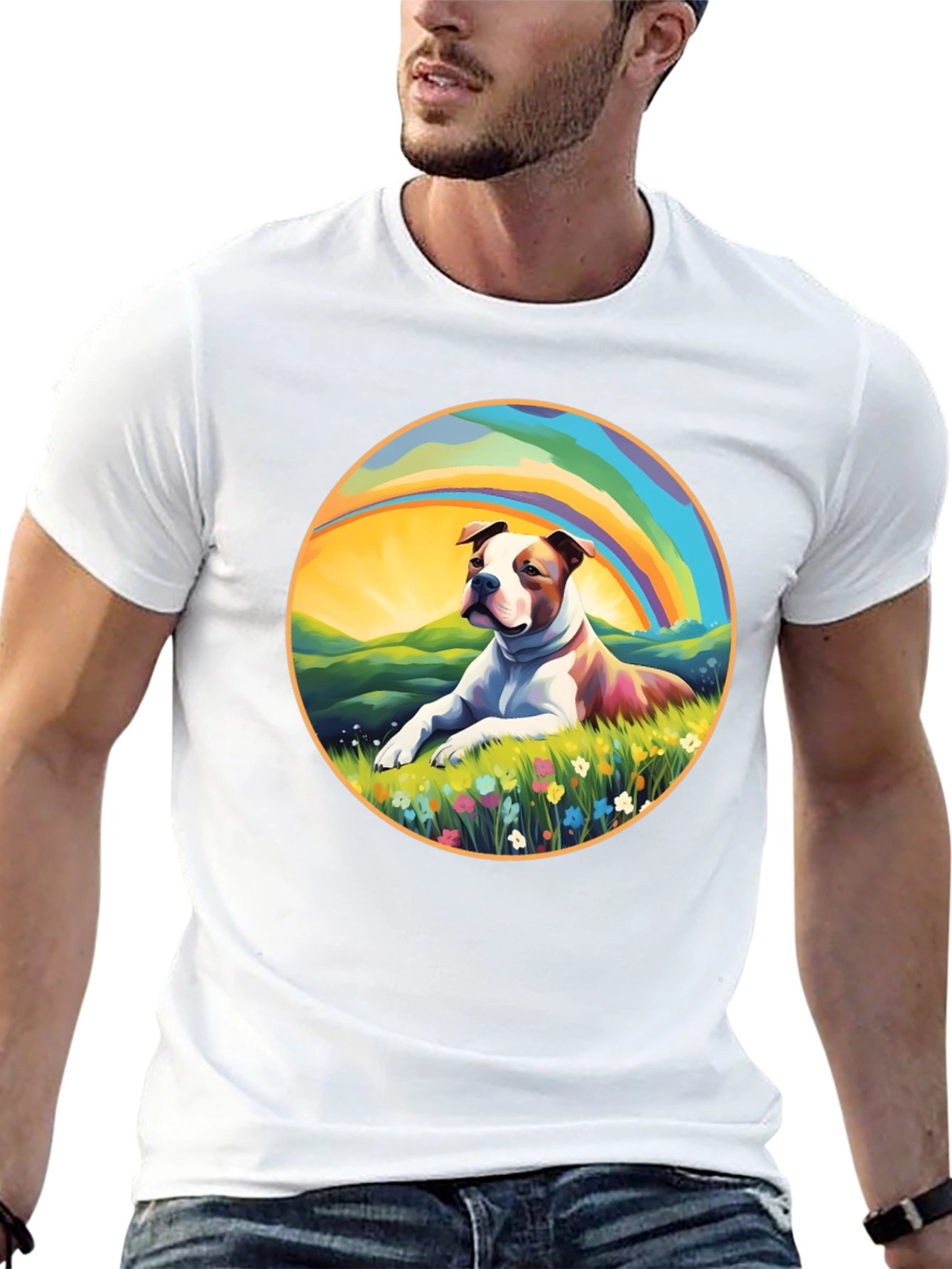 Rainbow Dog Graphic T-Shirt – Colorful Dog Lover Gift Tee