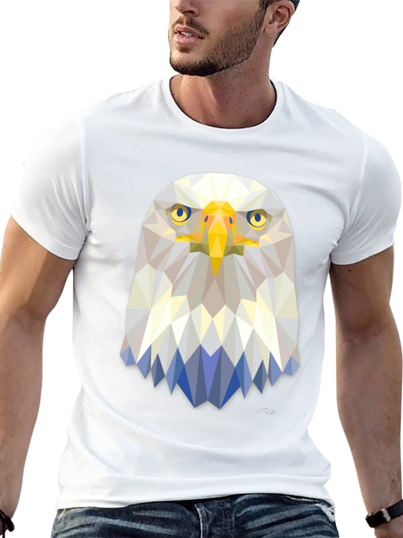 Geometric Eagle Graphic Tee - Stylish Mens T-Shirt