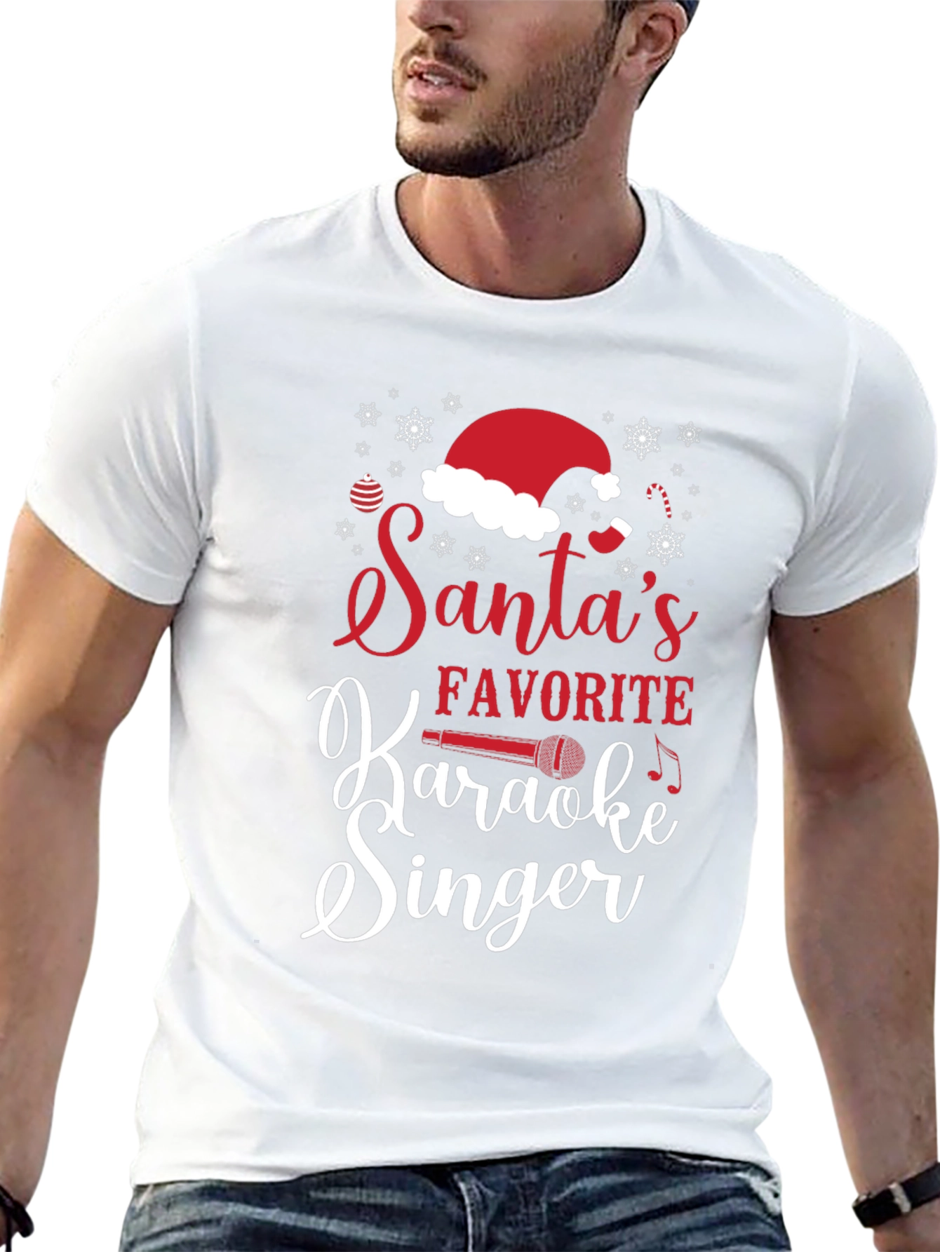 Santas Favorite Karaoke Singer Christmas T-Shirt