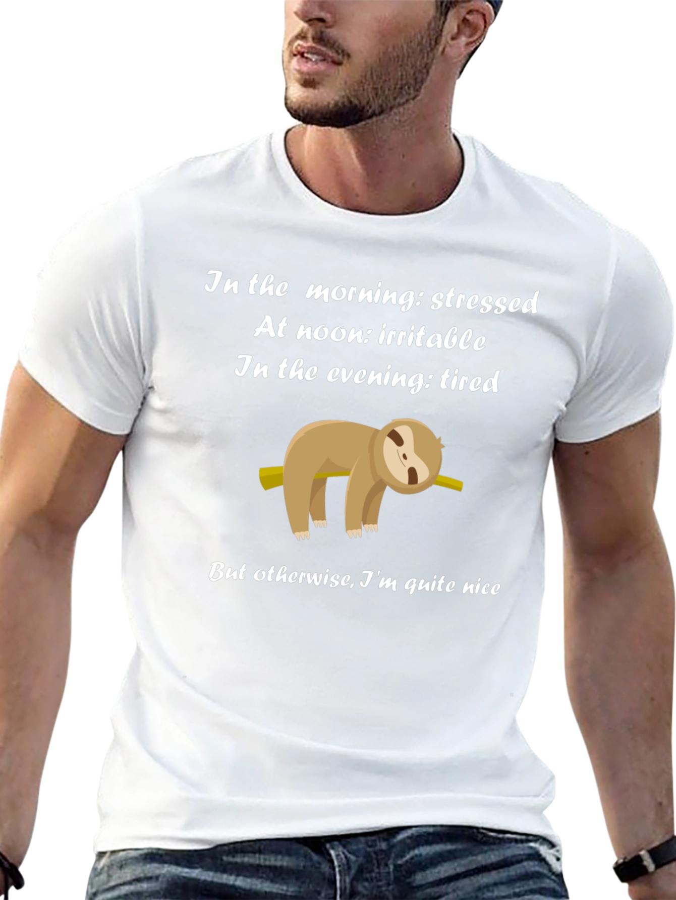 Funny Sloth T-Shirt - Stressed Irritable Tired