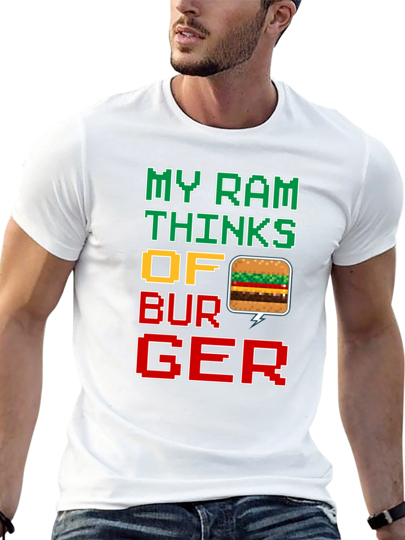 Funny My Ram Thinks of Burger Pixel Art T-Shirt