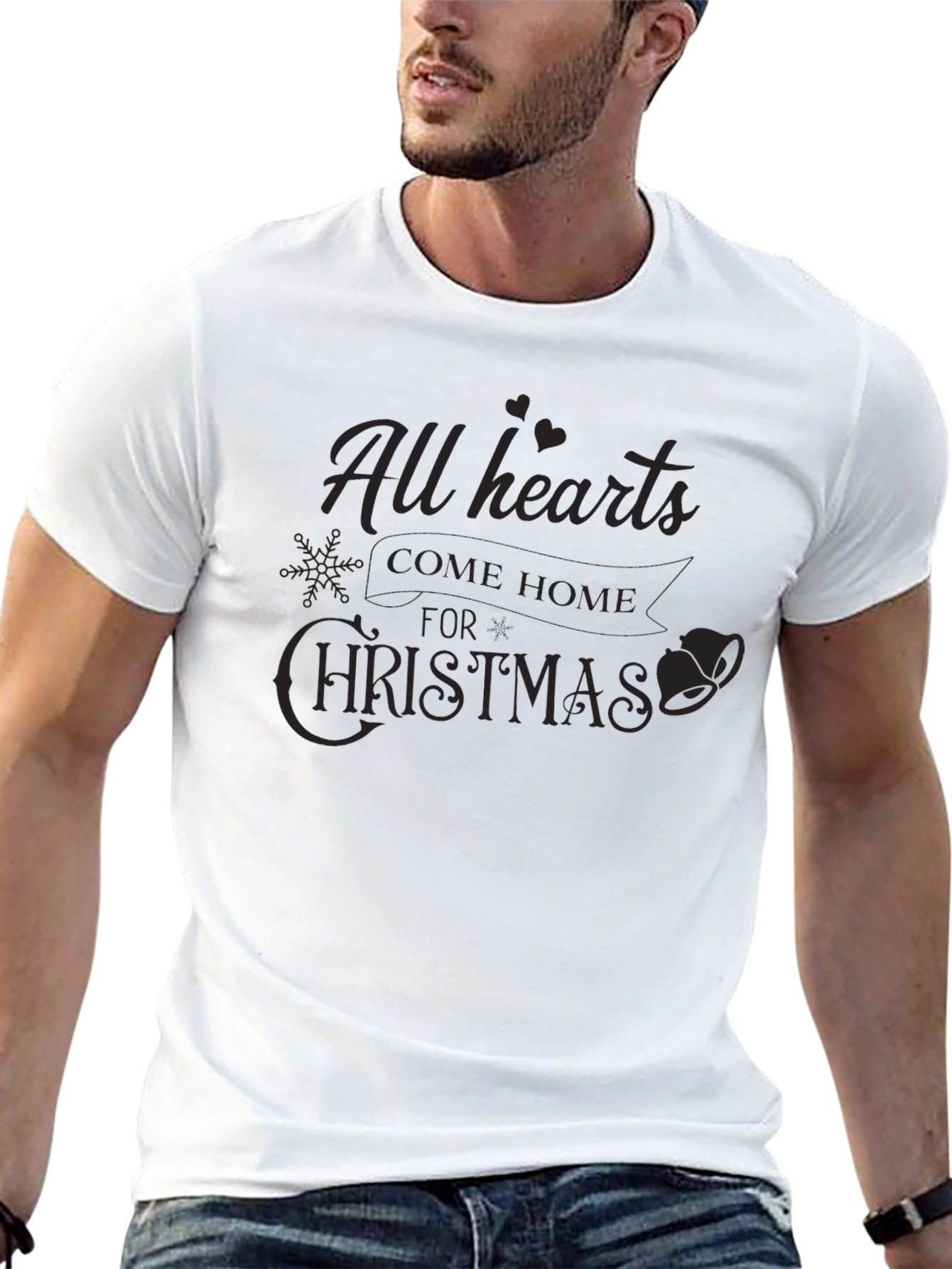 All Hearts Come Home for Christmas Black T-Shirt
