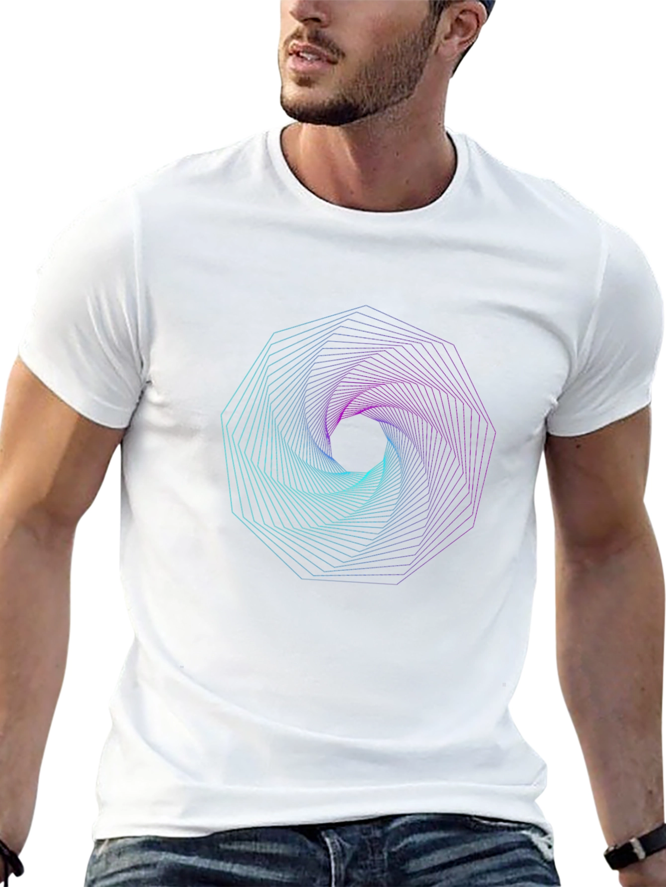 Geometric Vortex Graphic Print T-Shirt
