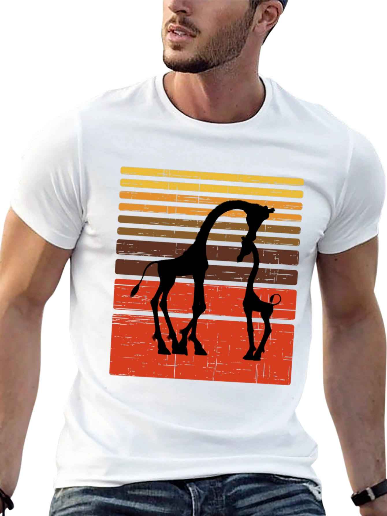 Giraffe Silhouette Graphic Tee - Retro Style
