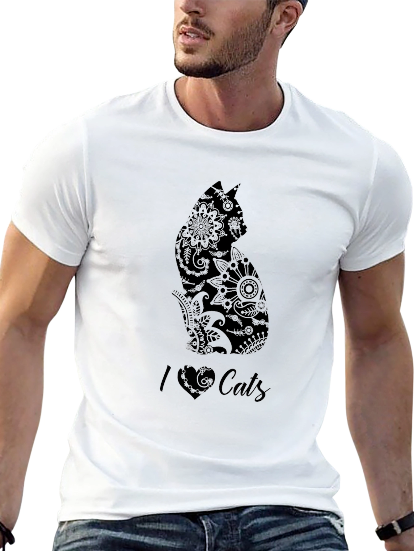 I Heart Cats Black Graphic T-Shirt