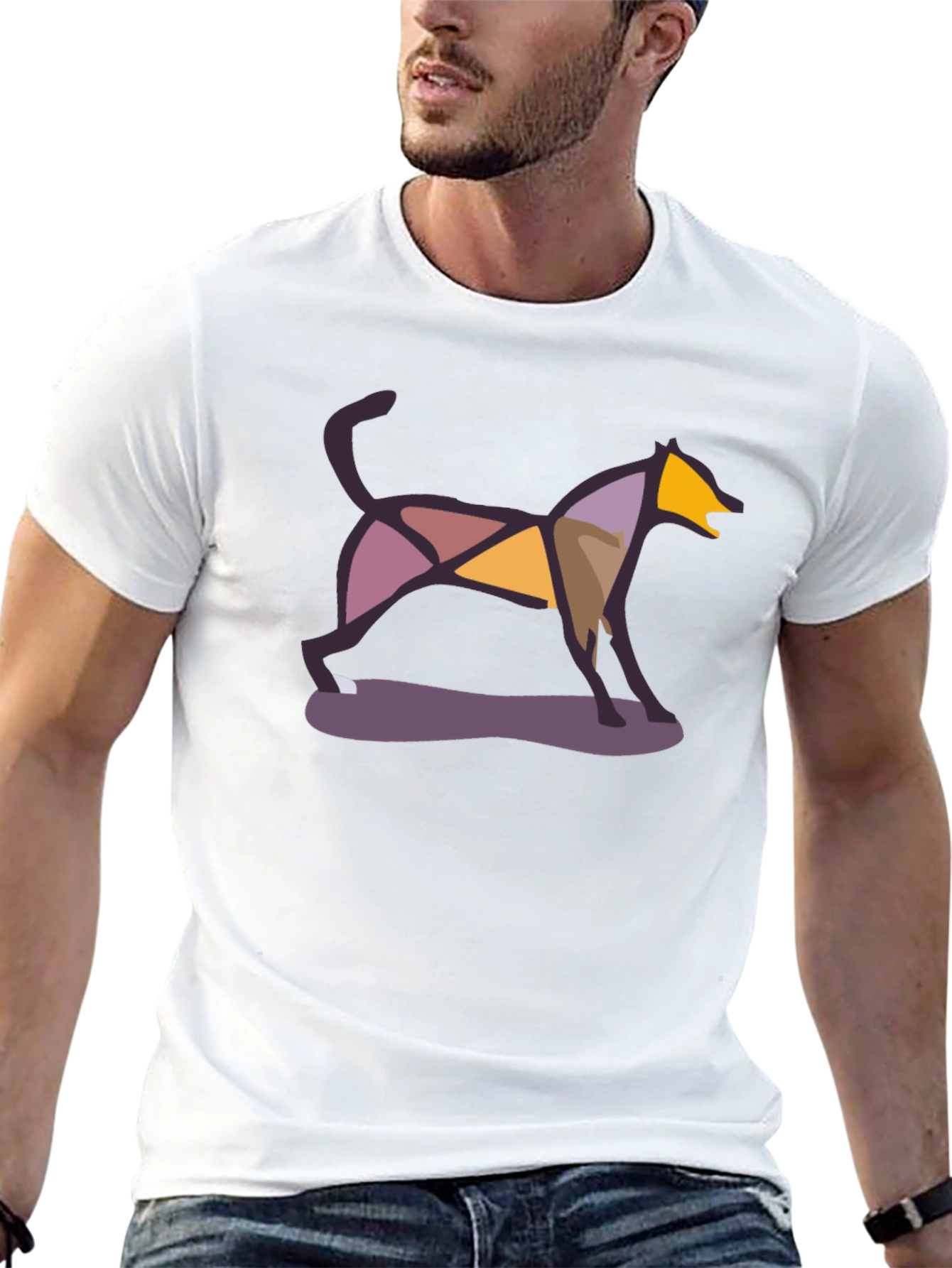 Abstract Geometric Dog T-Shirt – Artistic Dog Lover Graphic Tee Gift