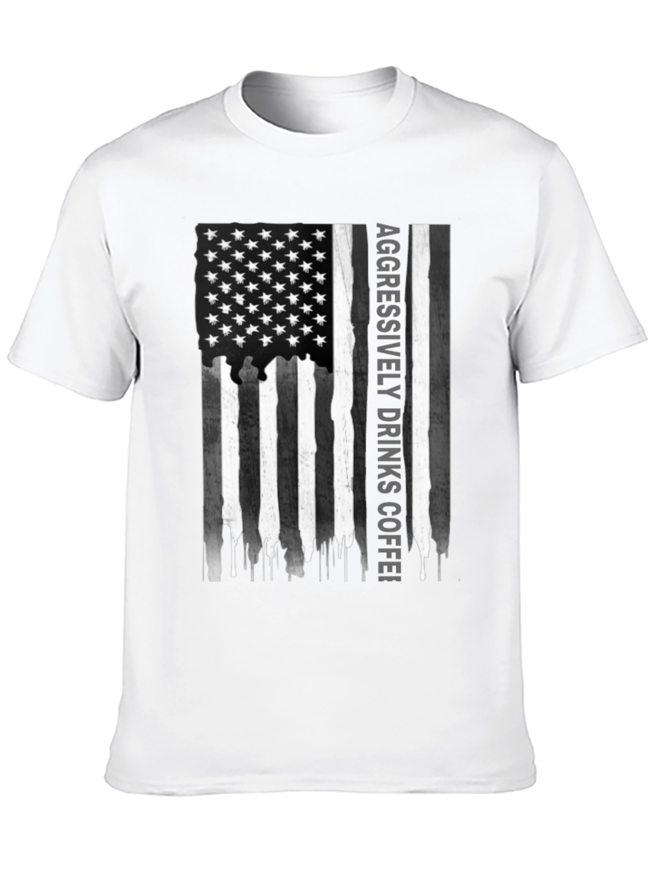 Aggressively Drinks Coffee Flag Graphic Tee