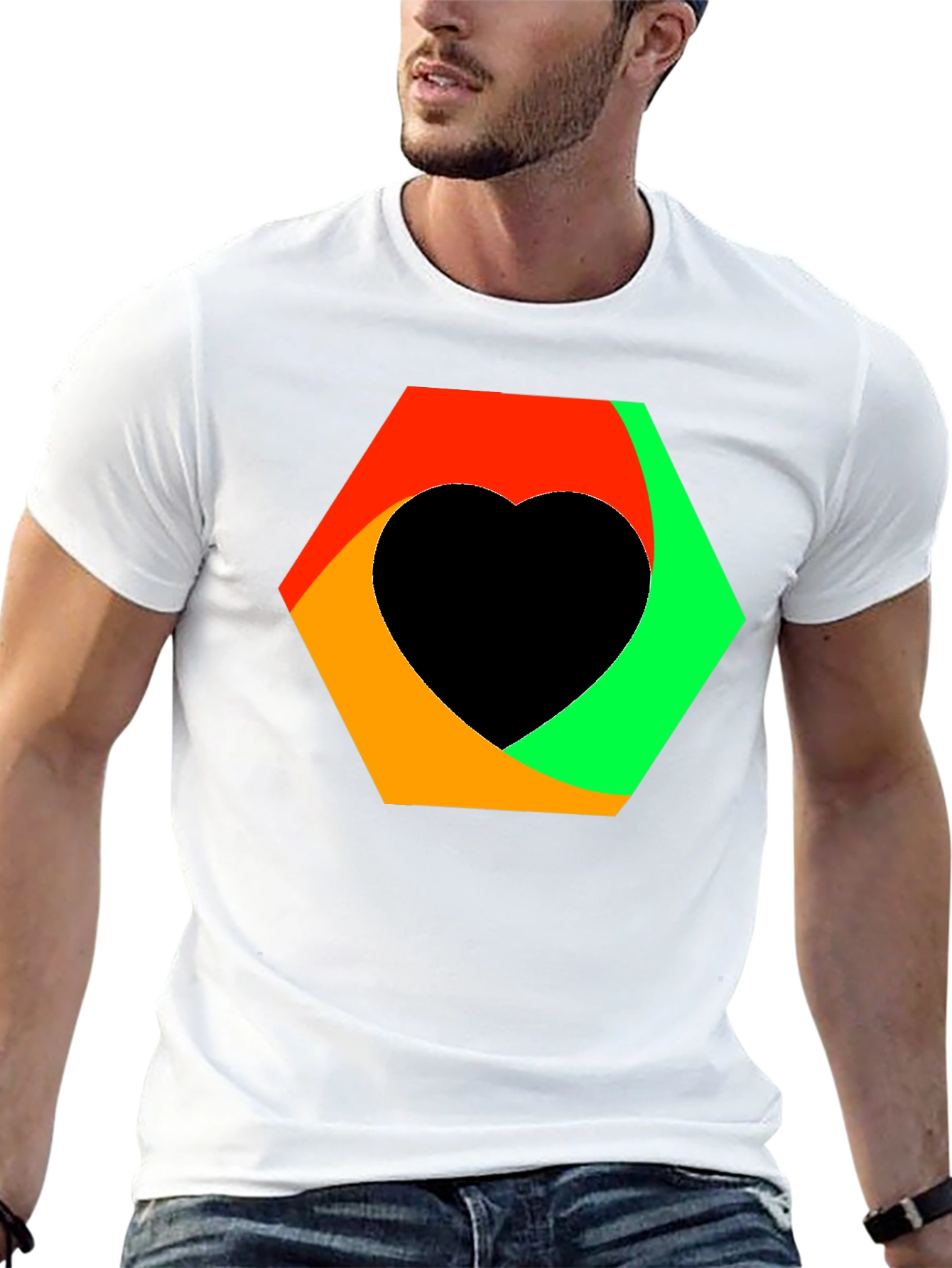 Abstract Heart Graphic Tee - Black