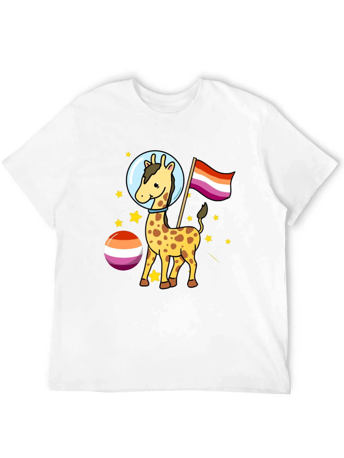 Giraffe in Space Lesbian Pride T-Shirt