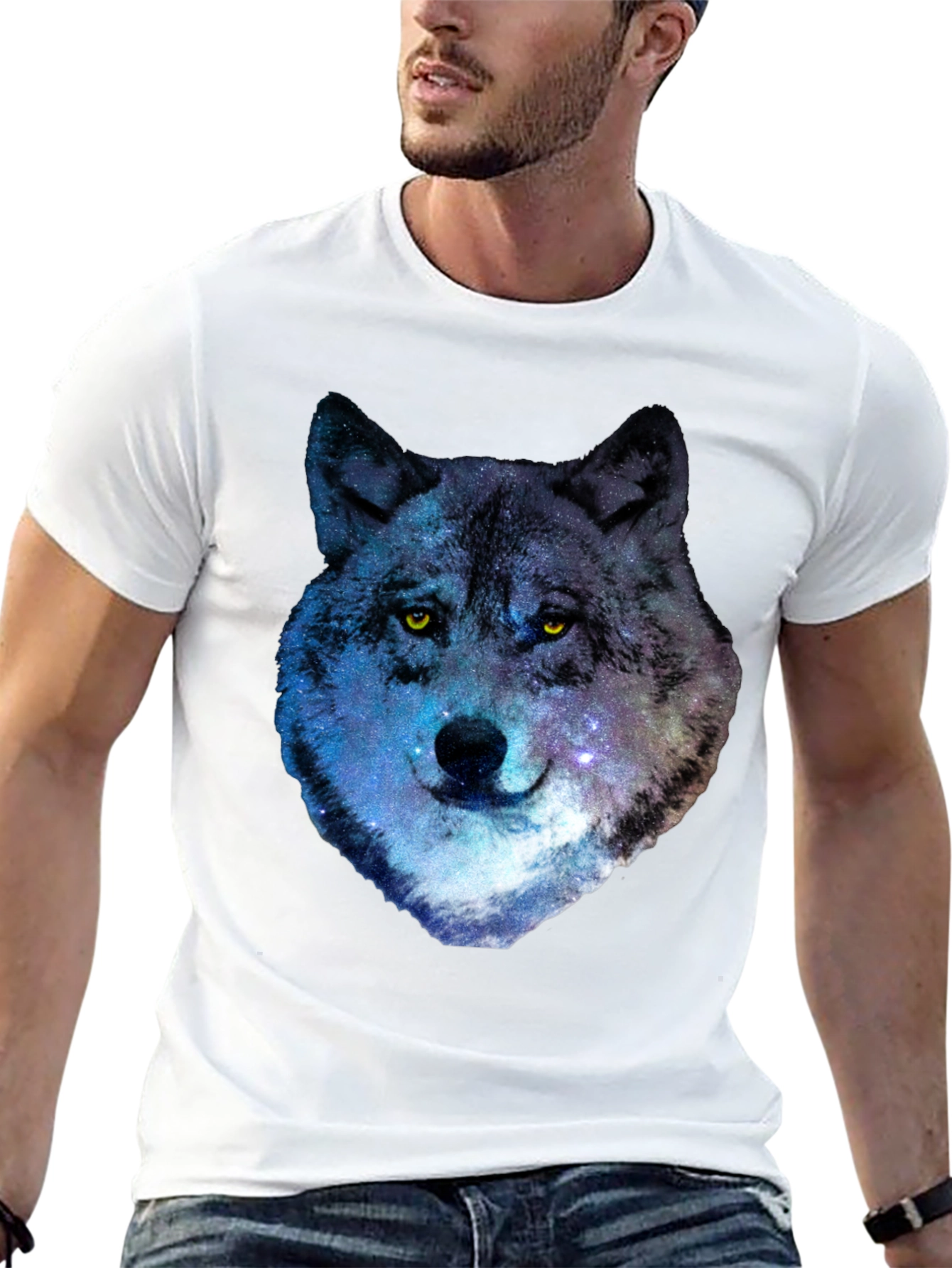 Galaxy Wolf Graphic T-Shirt - Cool Animal Print Tee