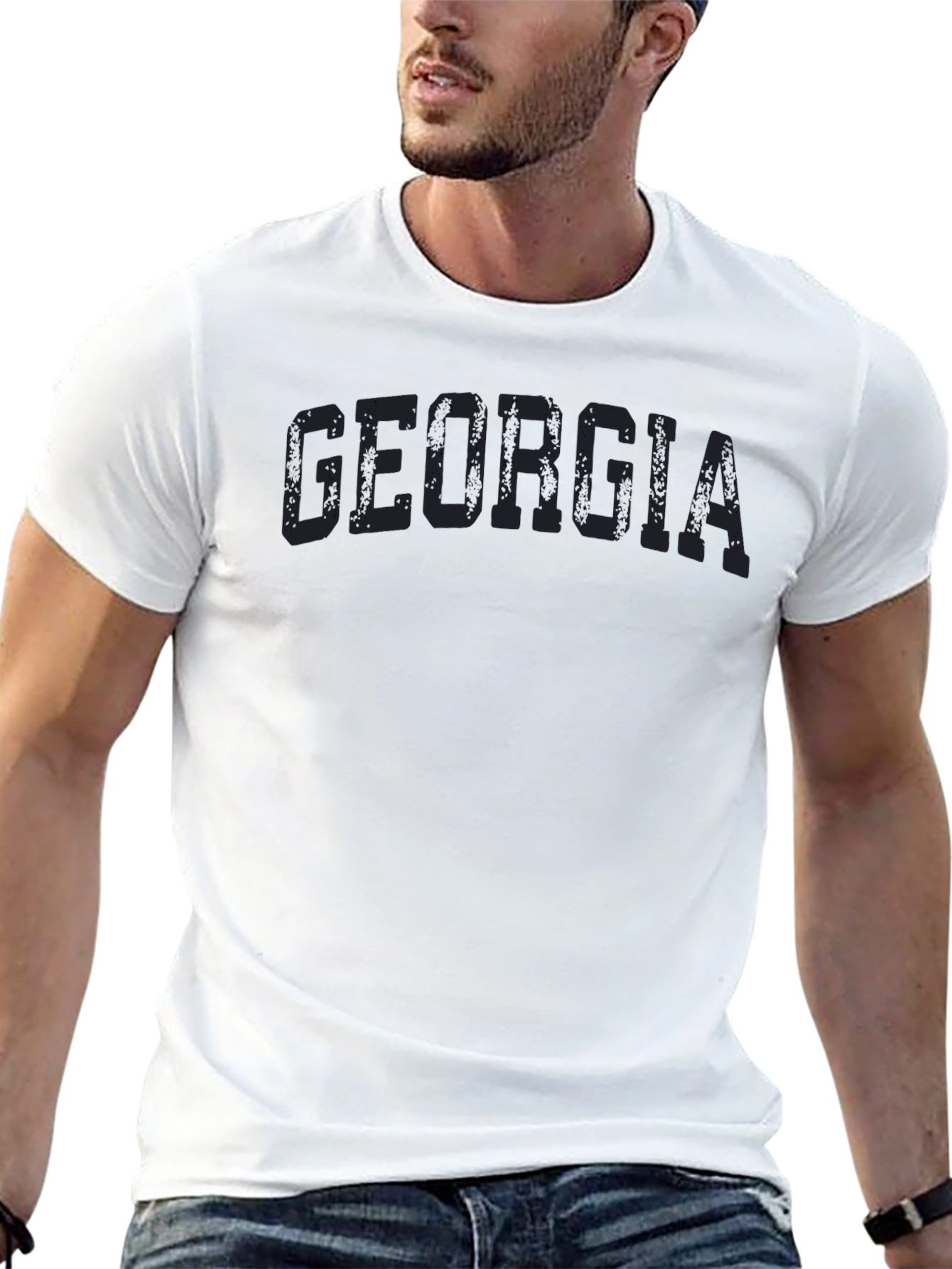 Georgia T-Shirt Distressed Text Casual Tee