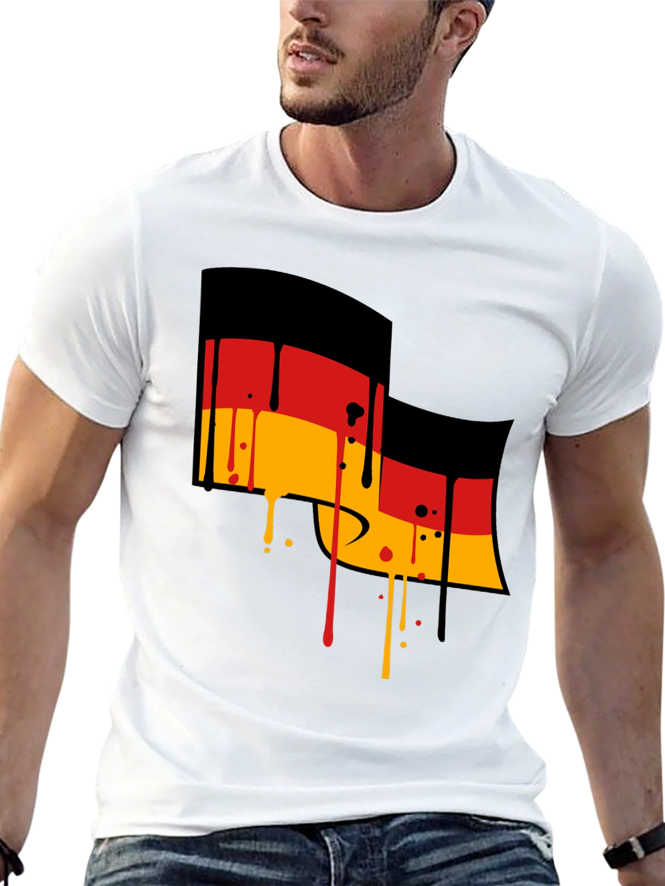 German Flag Drip Black T-Shirt