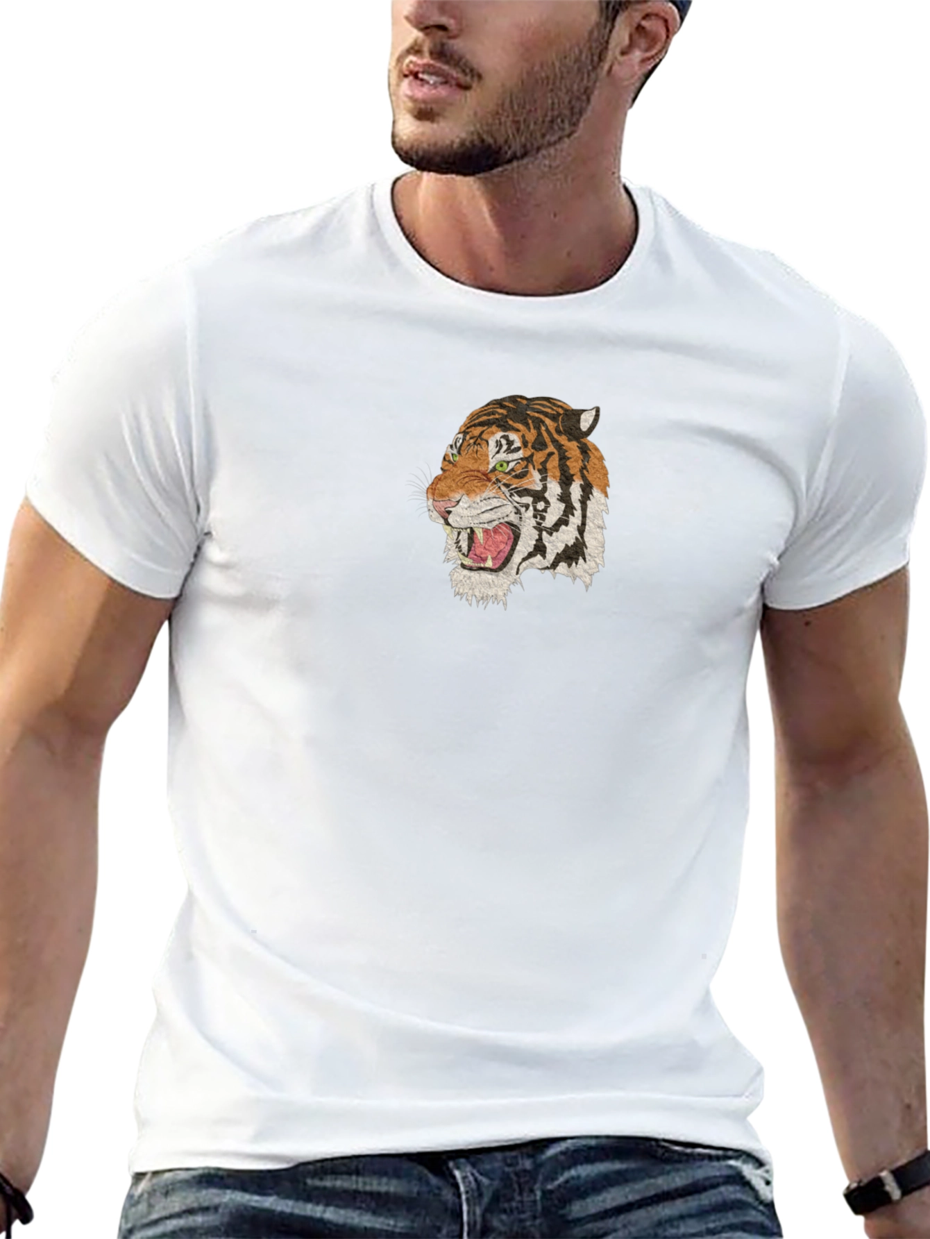 Tiger Embroidery Black T-Shirt