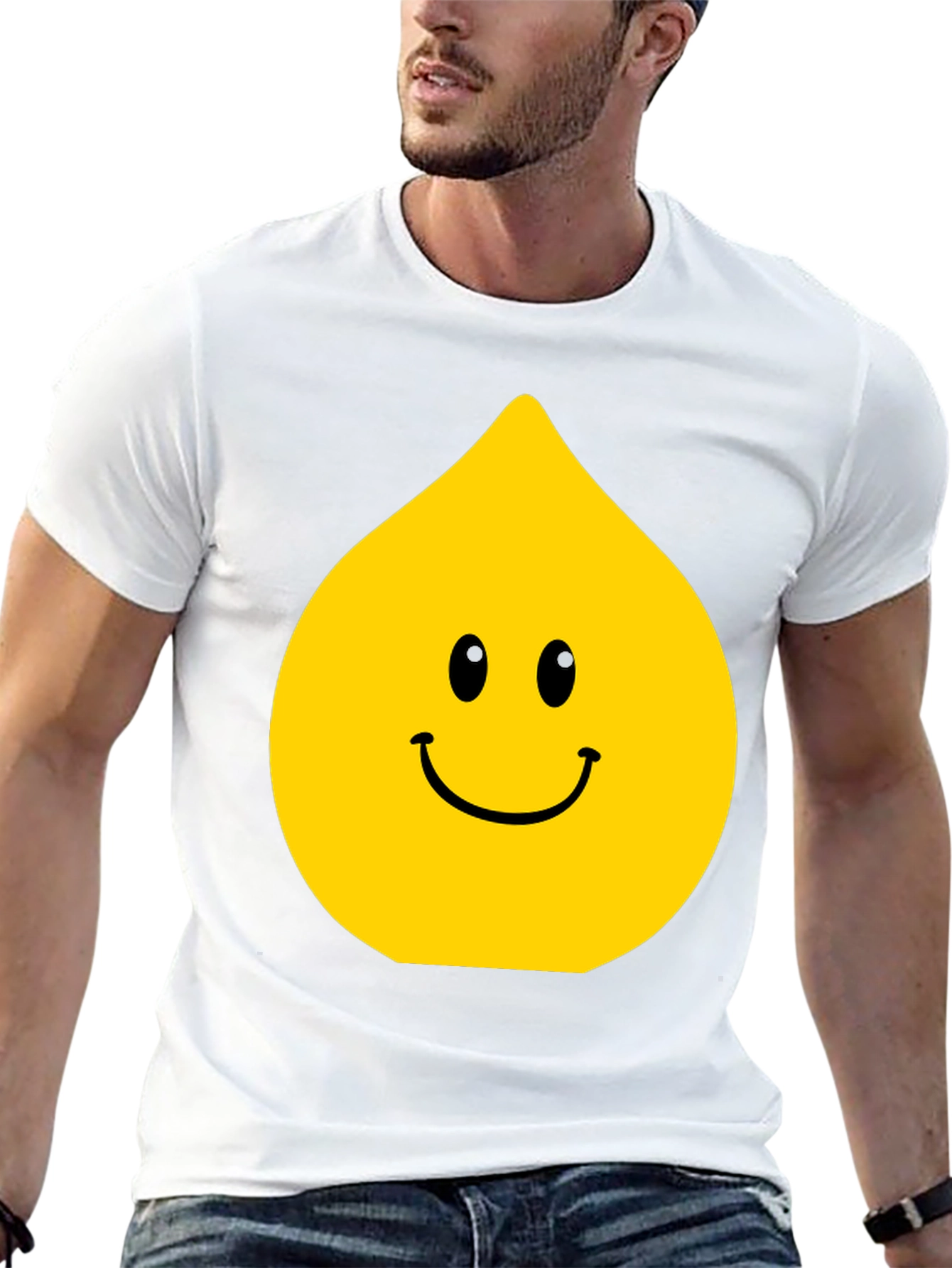 Funny Smiley Face Drop Graphic Black T-Shirt