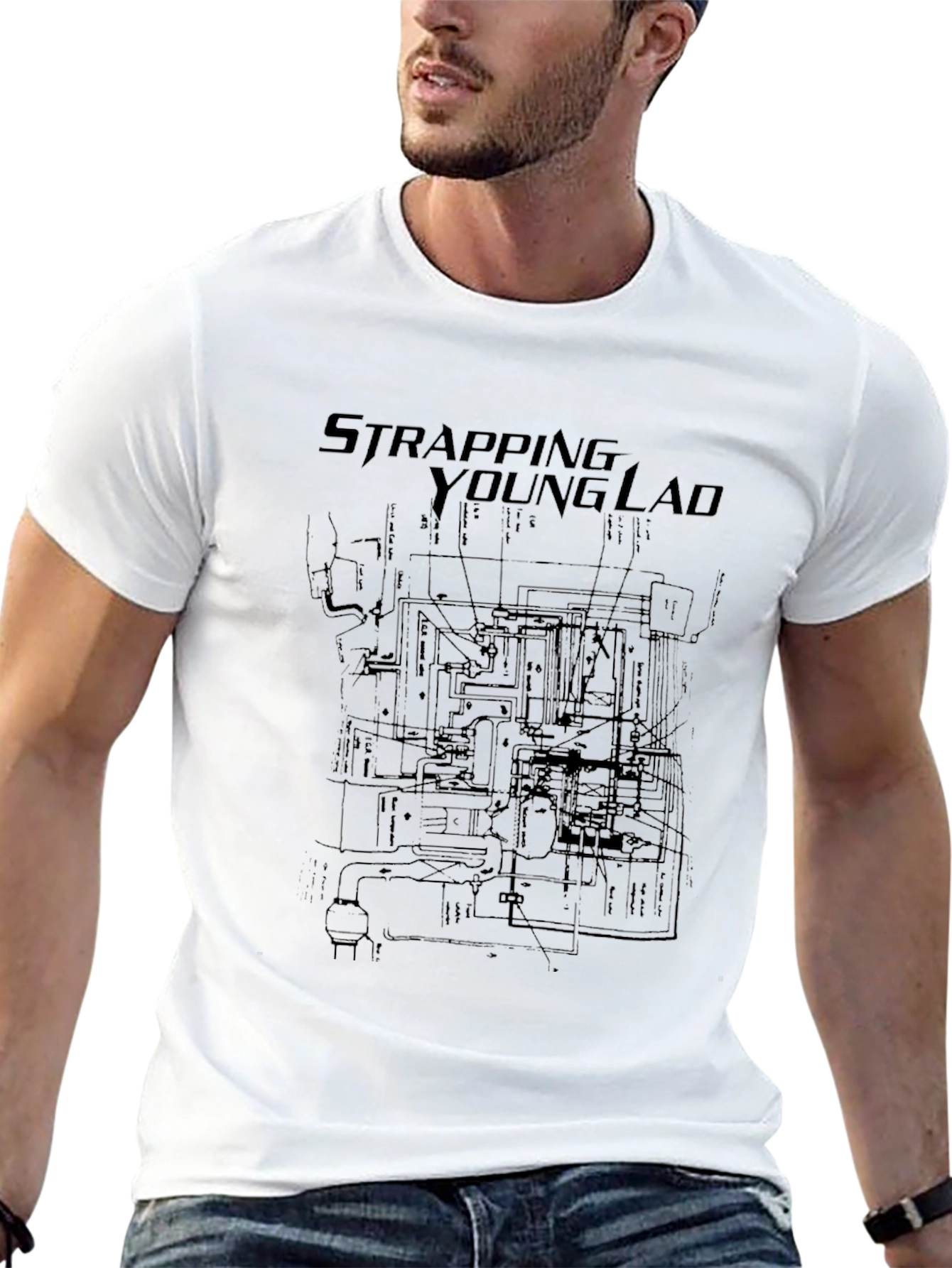 Strapping Young Lad Blueprint Graphic T-Shirt