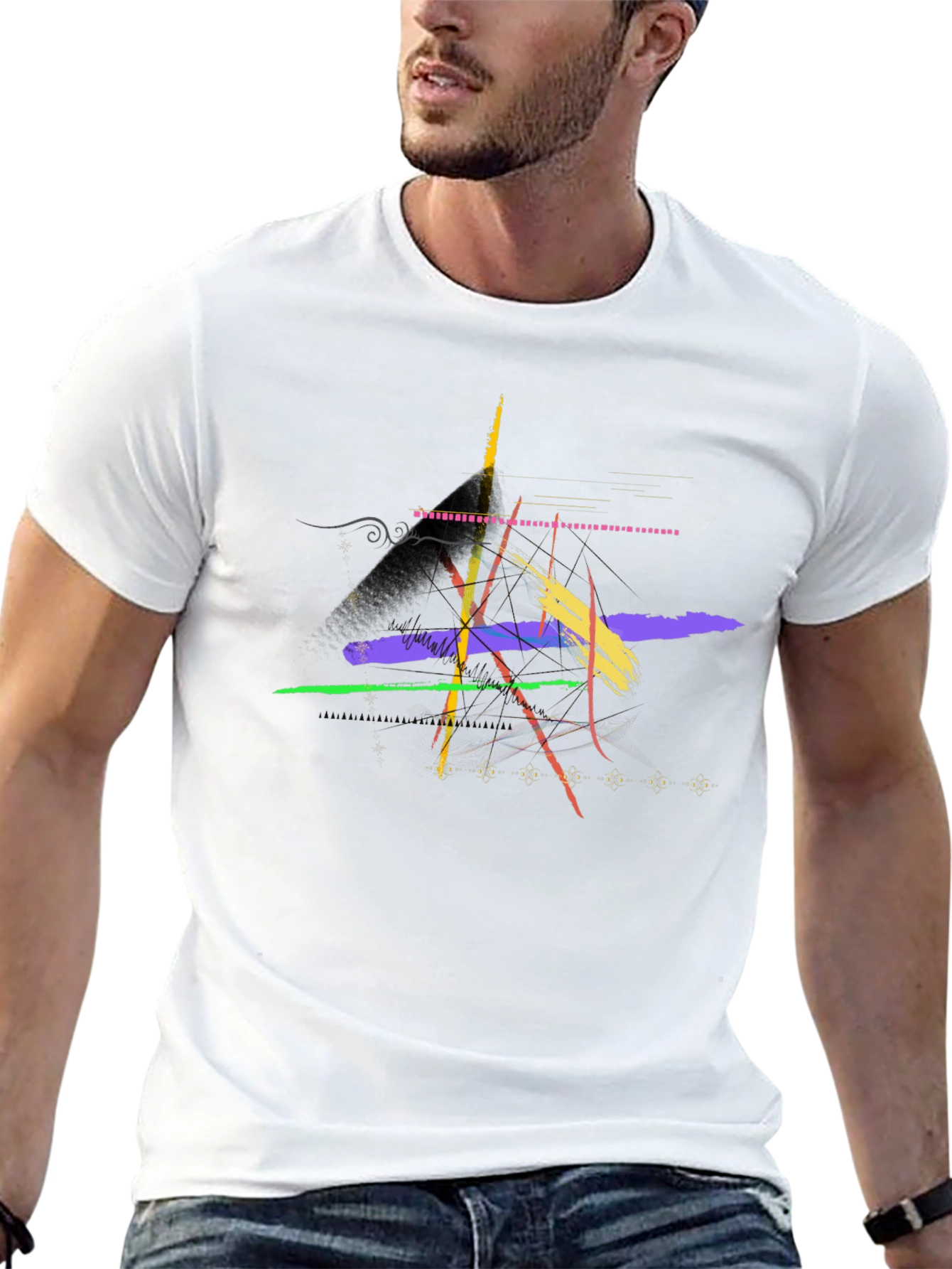 Abstract Brushstroke Graphic Black T-Shirt
