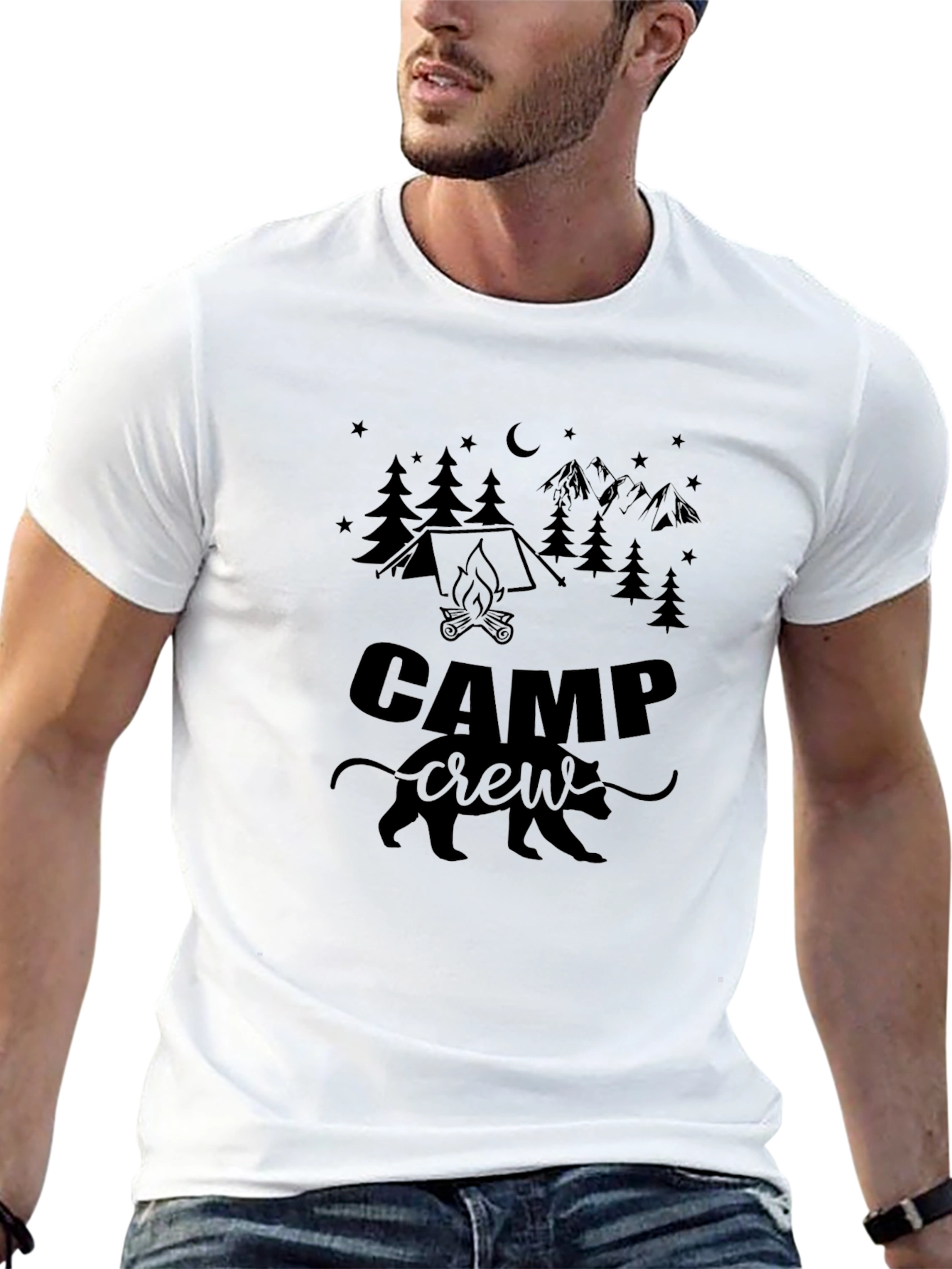 Camp Crew Black Graphic T-Shirt