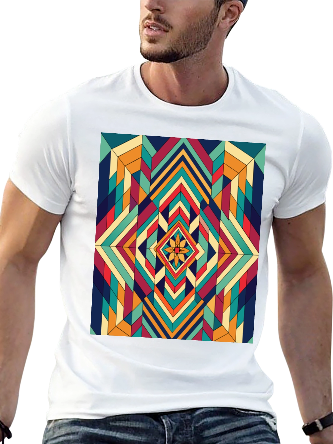 Geometric Diamond Pattern T-Shirt