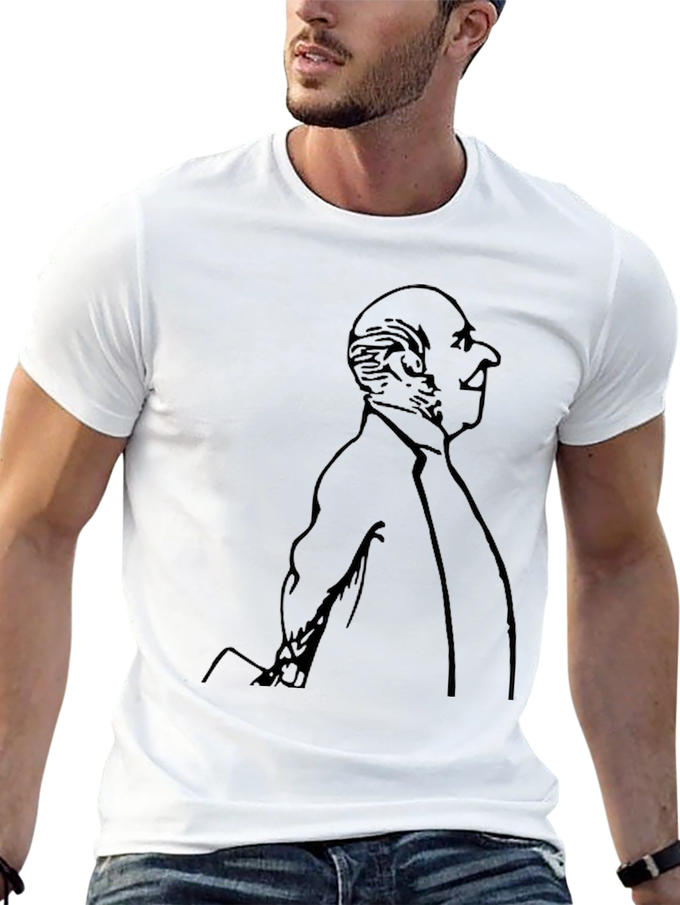 Gentleman Portrait Graphic Tee - Black