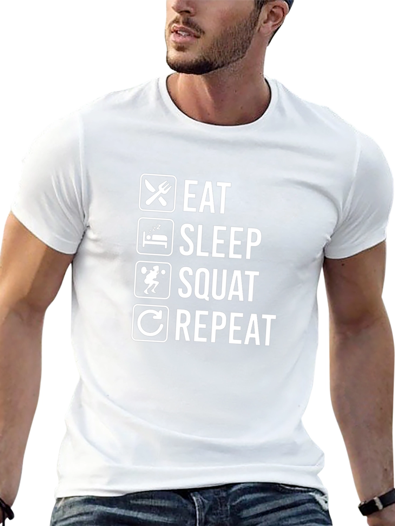 Eat Sleep Squat Repeat Black T-Shirt
