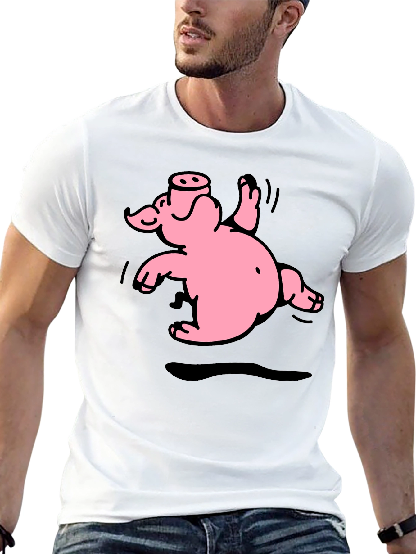 Funny Pig Graphic T-Shirt - Black