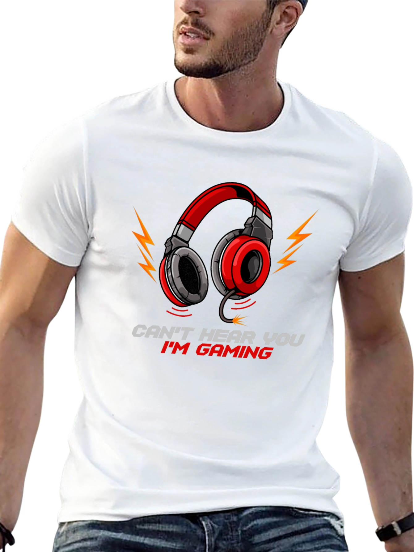 Gamer Headphone T-Shirt - Cant Hear You Im Gaming