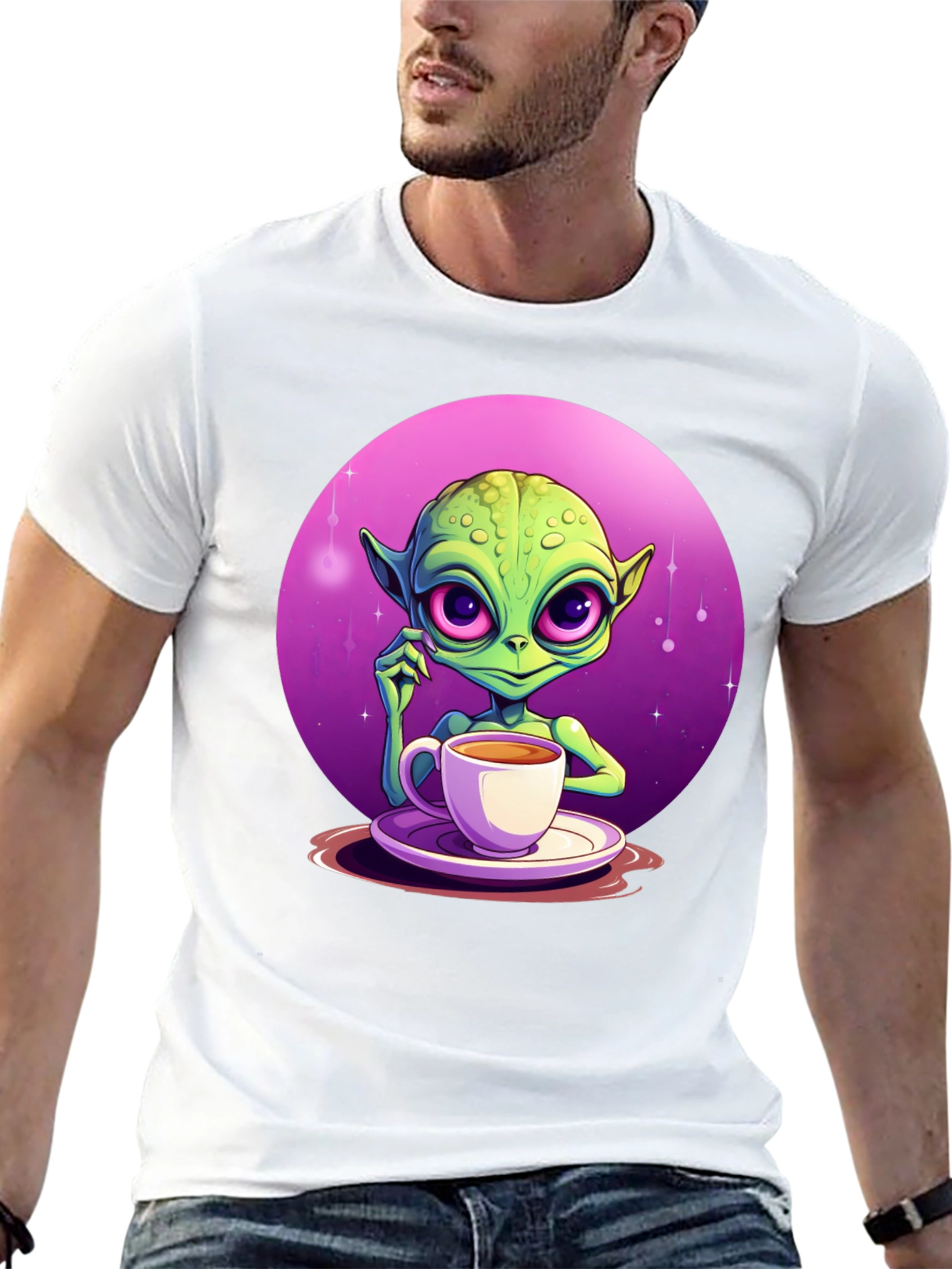 Alien Coffee T-Shirt - Relaxing Outer Space Style