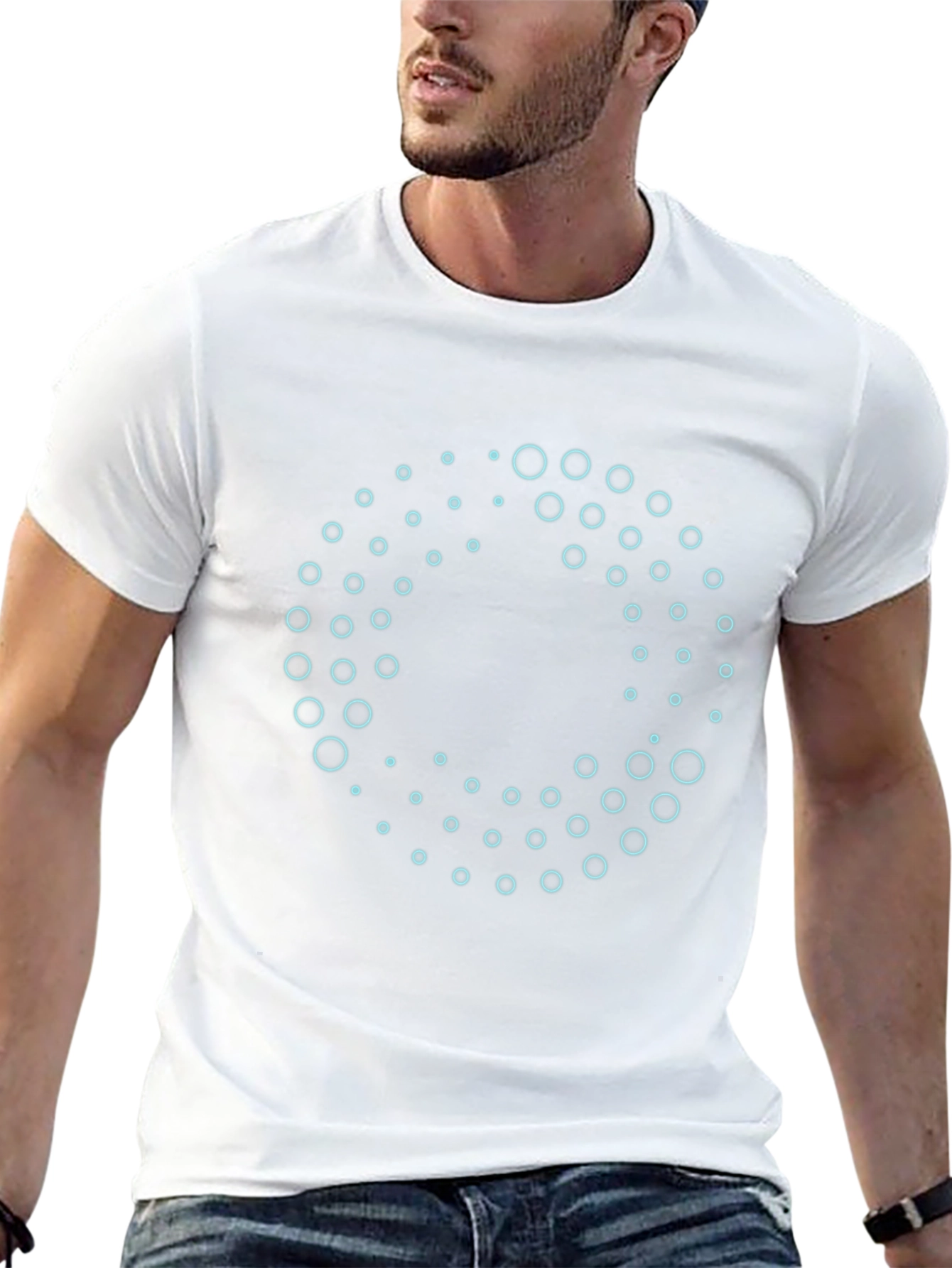 Abstract Circle Pattern Black T-Shirt