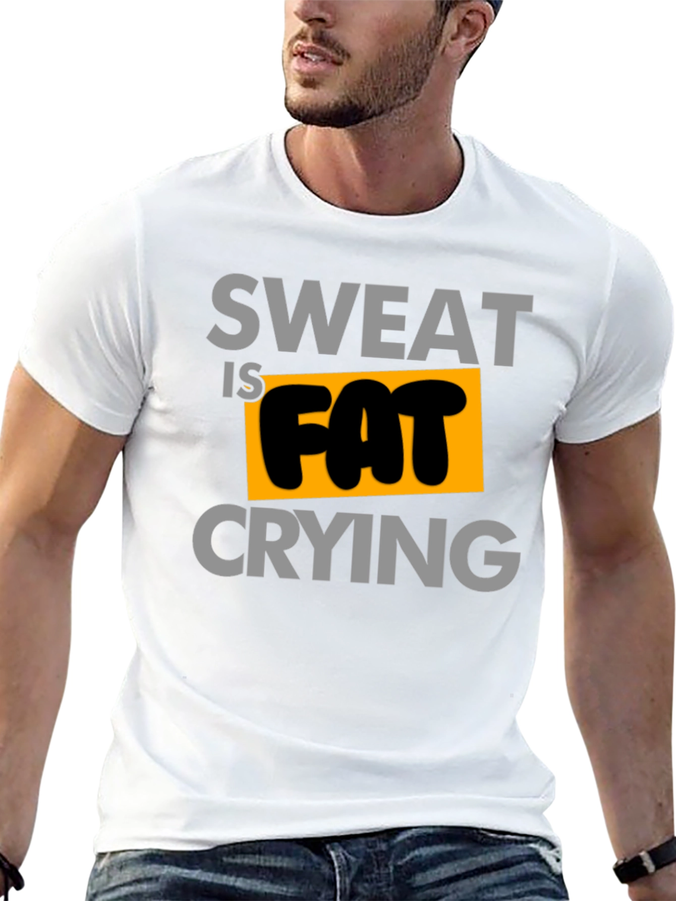 Sweat is Fat Crying Graphic Tee - Black
