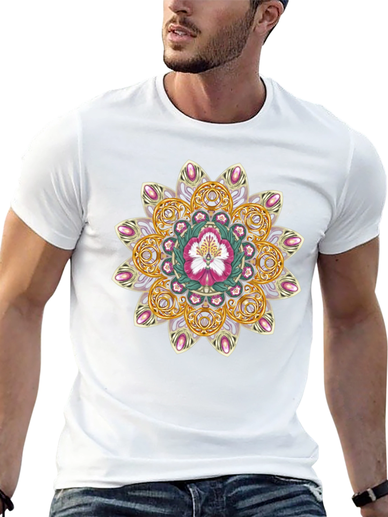Floral Mandala Graphic Tee - Stylish Comfort