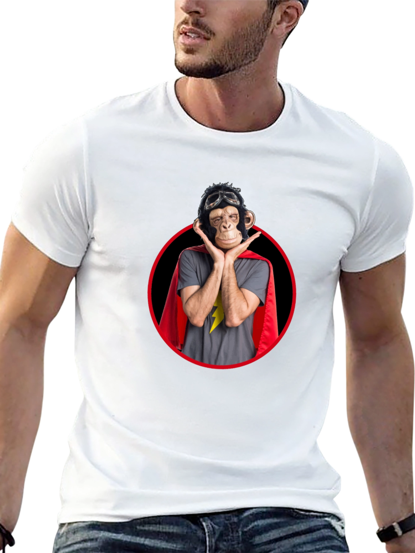Funny Monkey Superhero Graphic Tee