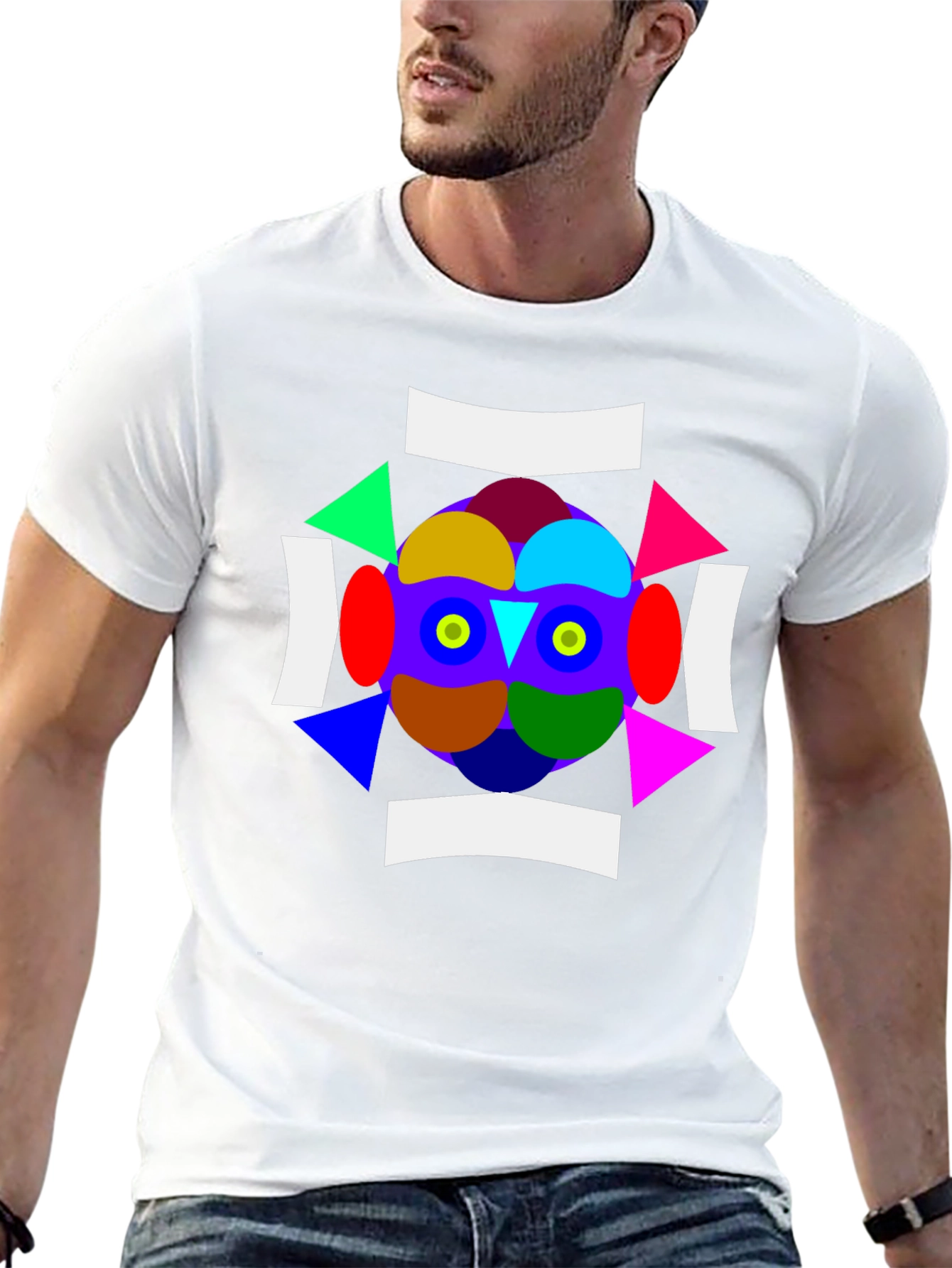 Abstract Geometric Graphic Print Crew Neck T-Shirt