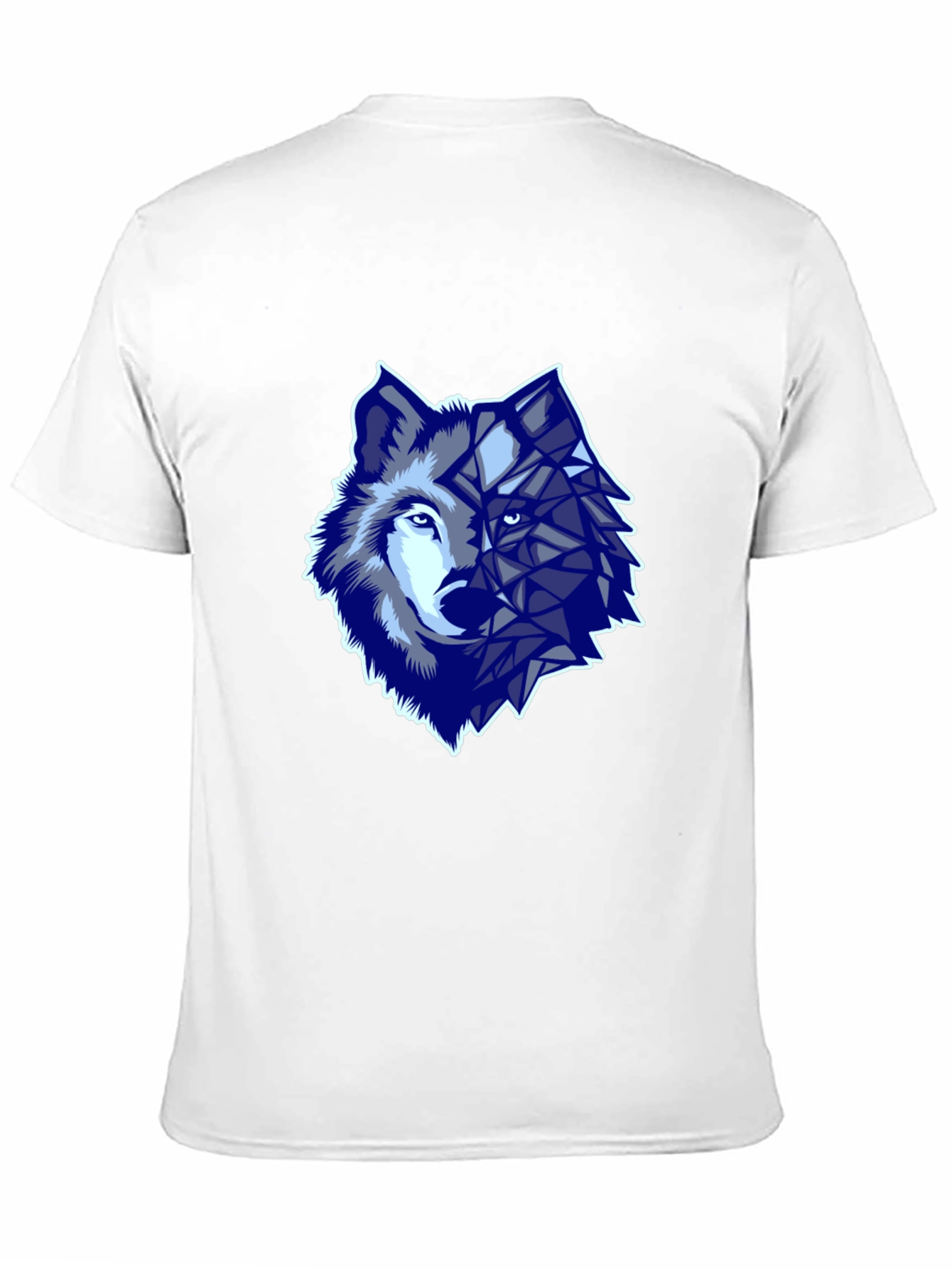 Geometric Wolf Graphic Print T-Shirt - Black