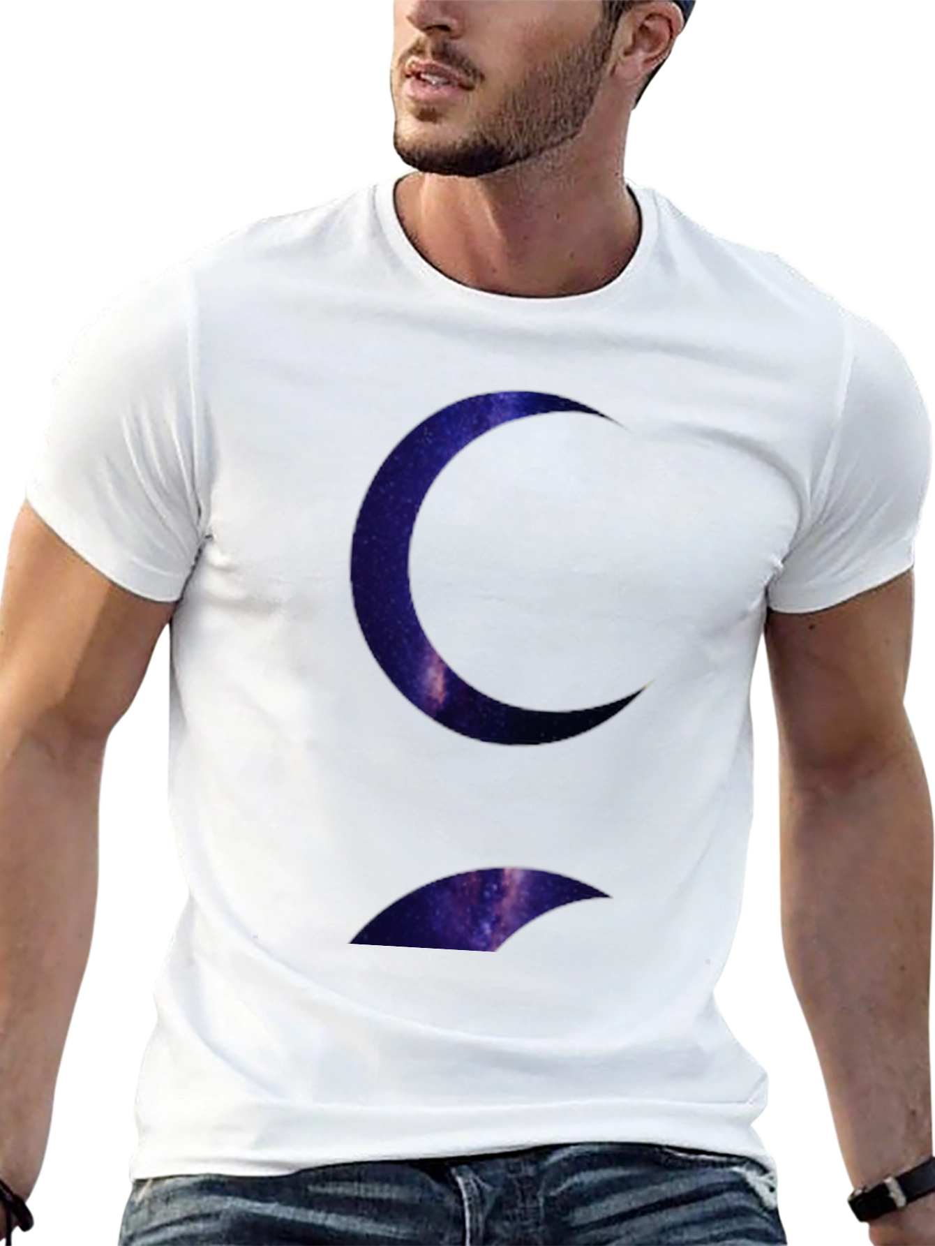 Galaxy Crescent Moon Black T-Shirt