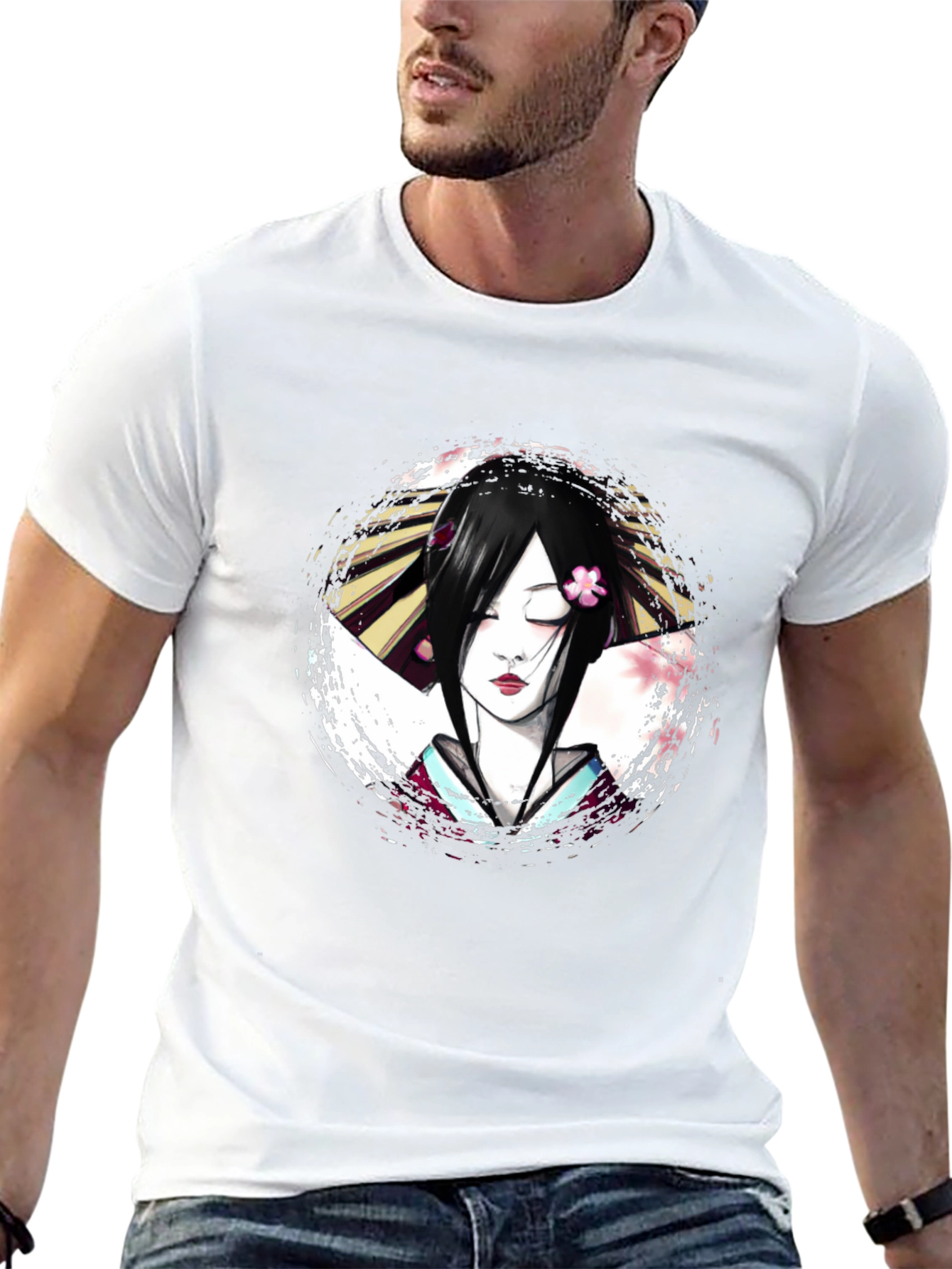 Geisha Graphic Print T-Shirt - Unique Artistic Design