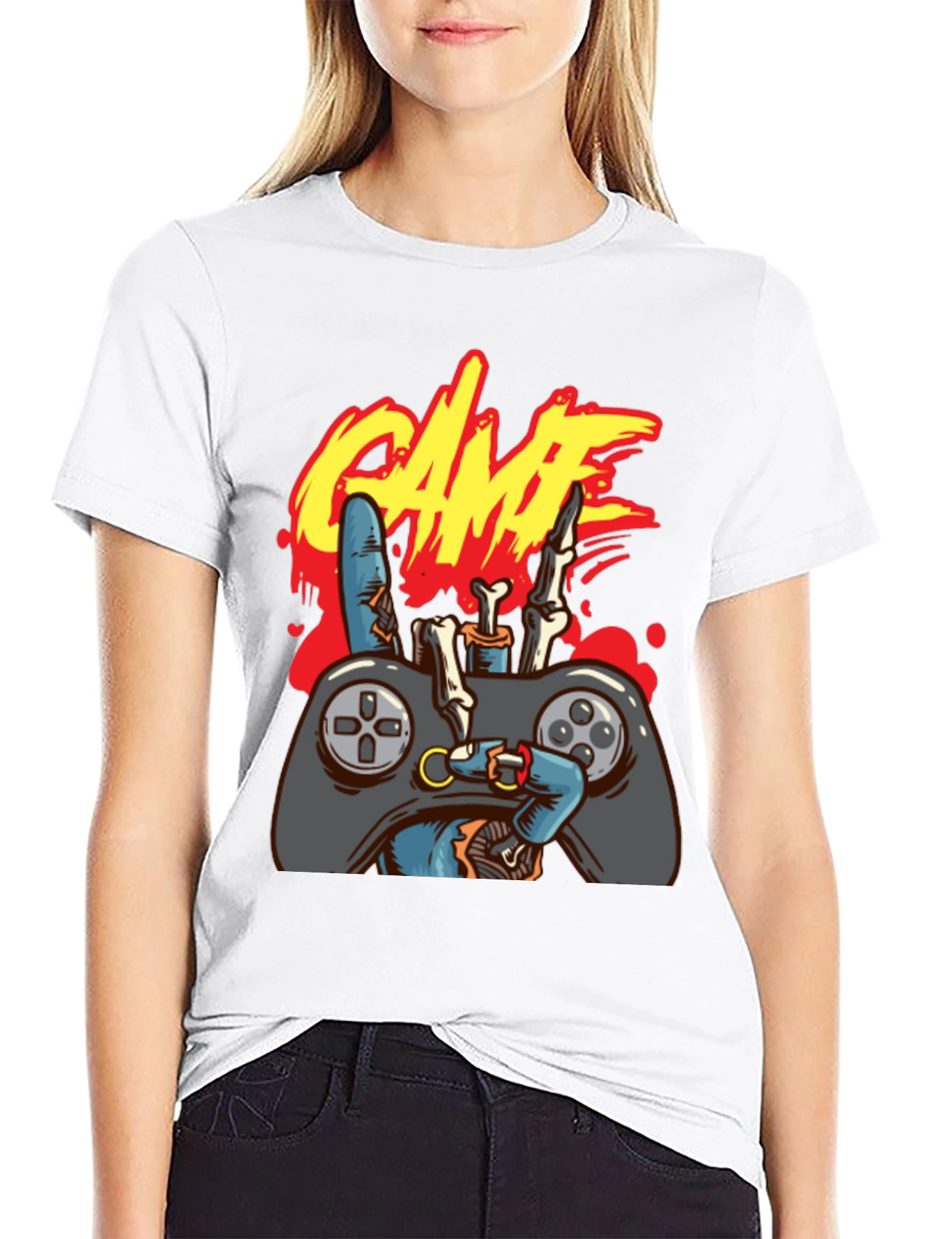 Gamer Skeleton Hand T-Shirt - Game Over